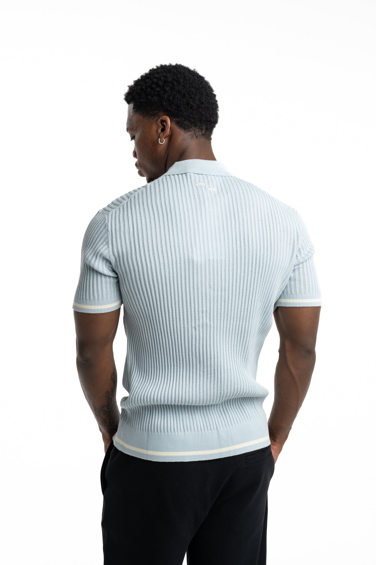 Filling Pieces Men's Fine Knit Polo Antique Skyway | 412670500302-294