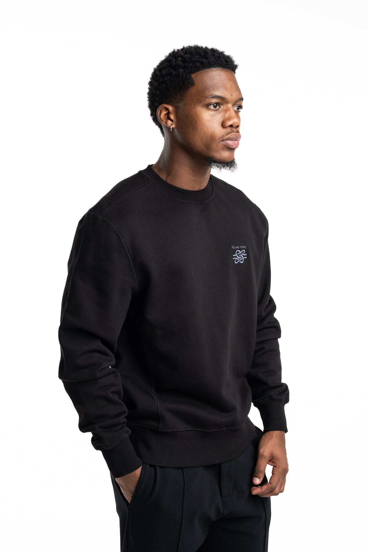 Filling Pieces Men's Sweatshirt Embroidered Knot Black | 412530500143-130