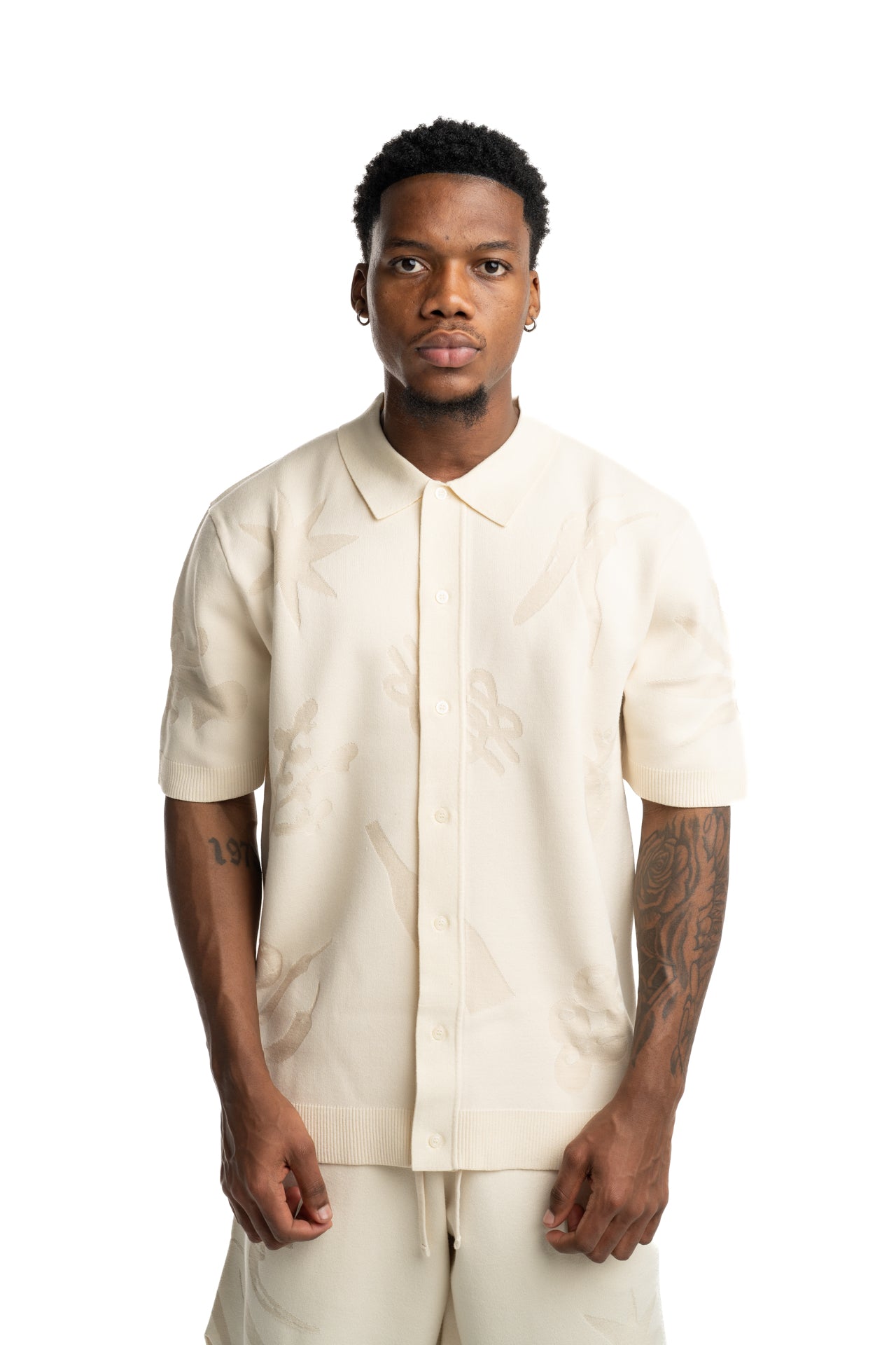 Filling Pieces Men's Knit Shirt Breaking Bread Antique White | 412671500303-214