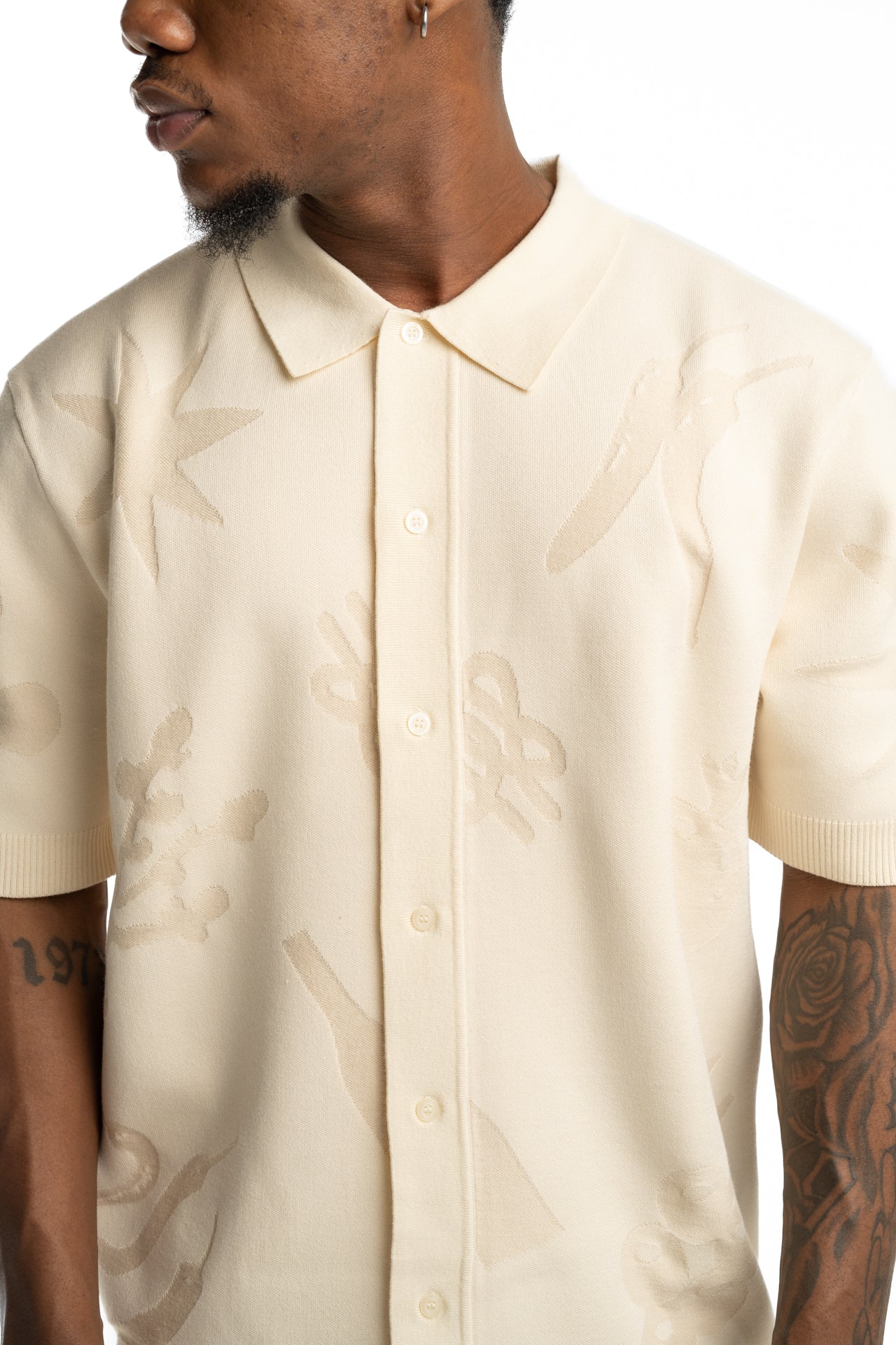 Filling Pieces Men's Knit Shirt Breaking Bread Antique White | 412671500303-214