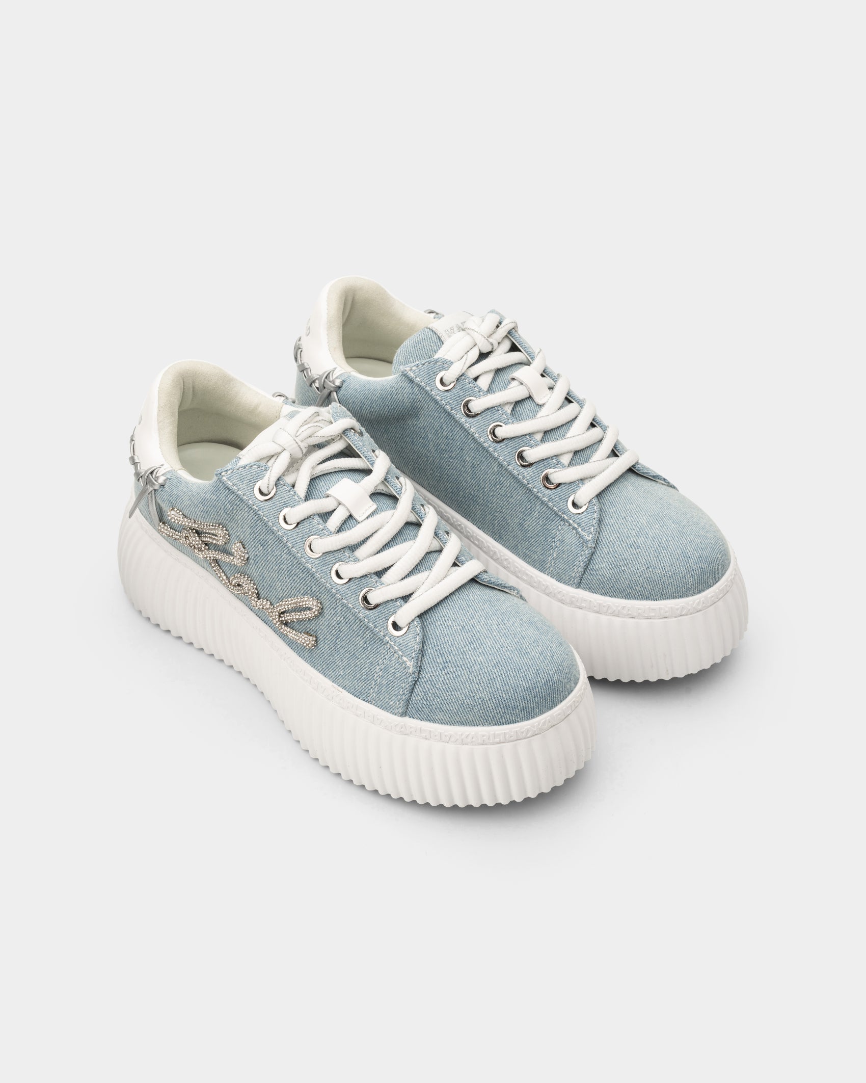 Karl Lagerfeld Ladies Kreeper Lo Whipstitch Lo Lace Light Blue Denim | KL42372D-DLB