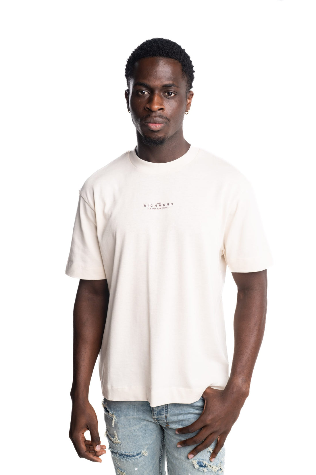 John Richmond Men's T Shirt Hermoso| HMP25069TST9-Wht Cap/Bk