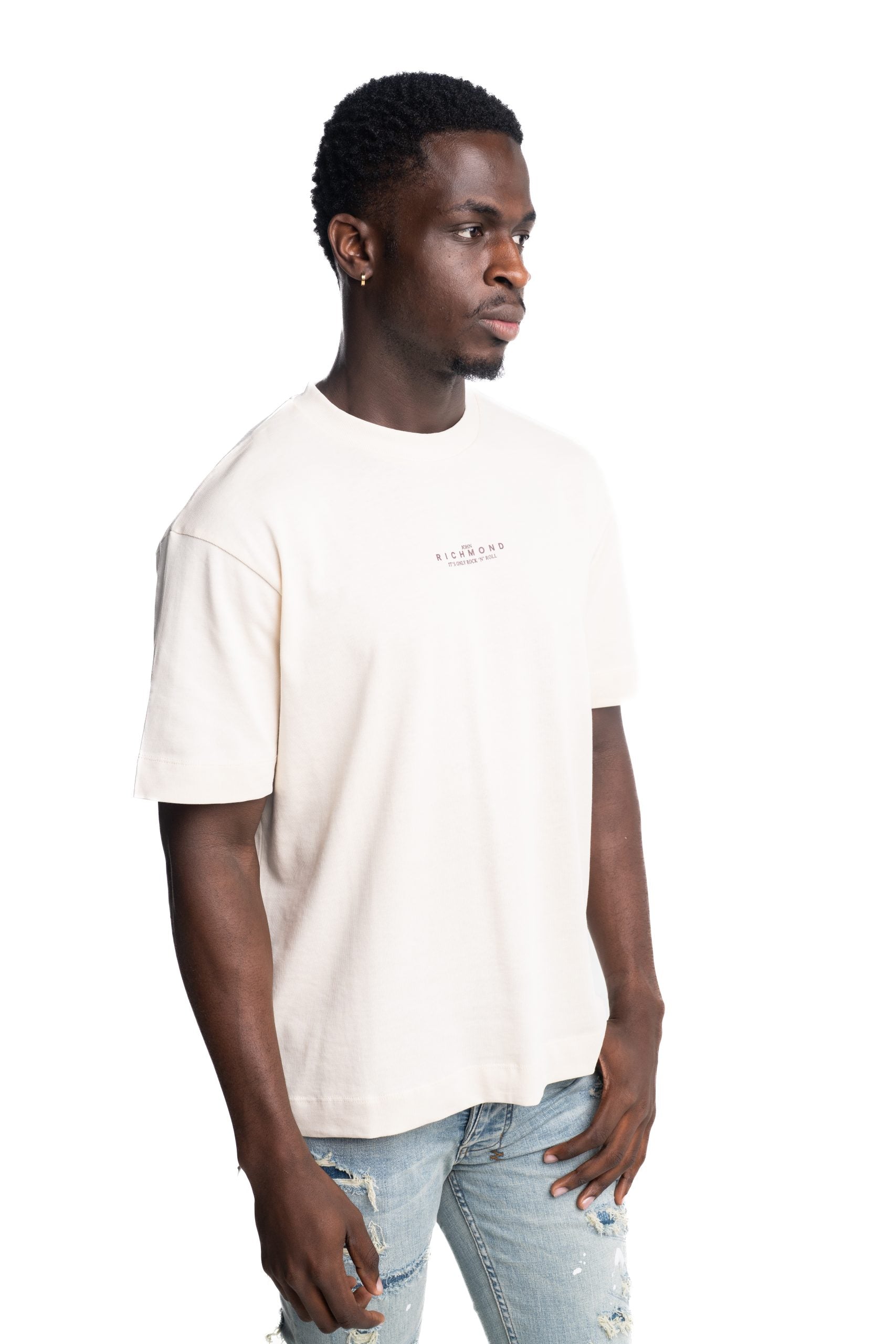 John Richmond Men's T Shirt Hermoso| HMP25069TST9-Wht Cap/Bk