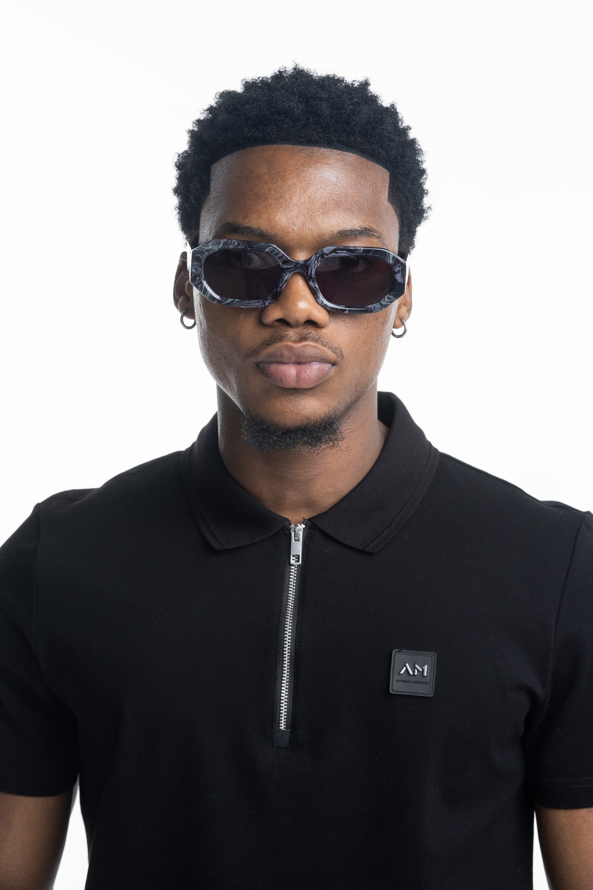 Palm Angels Sunglasses Shiny Black Marble | PA1028-1107
