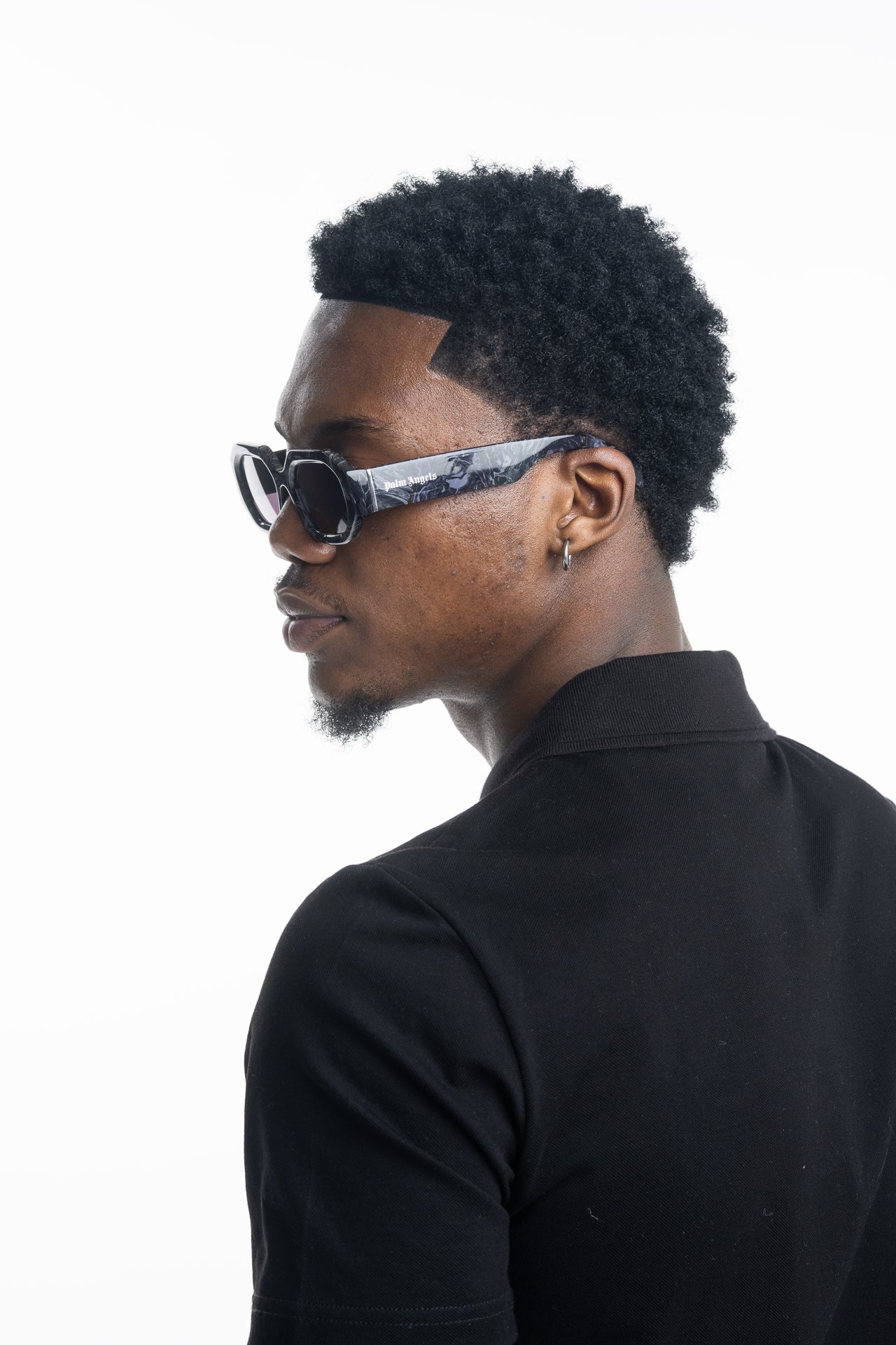 Palm Angels Sunglasses Shiny Black Marble | PA1028-1107