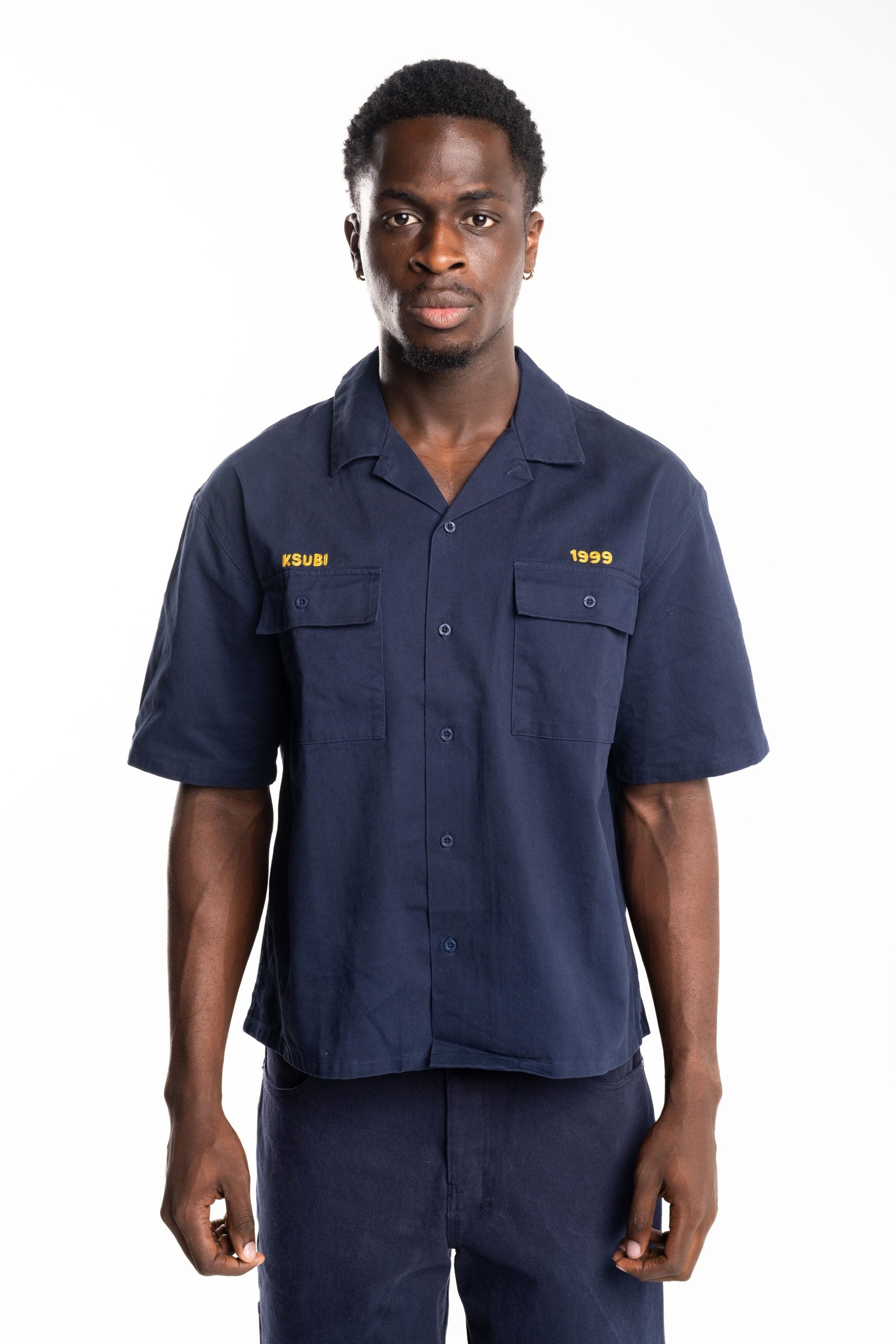 Ksubi Men's Woven Mekanik Boiler SS Shirt | MFA25SH007-BLU