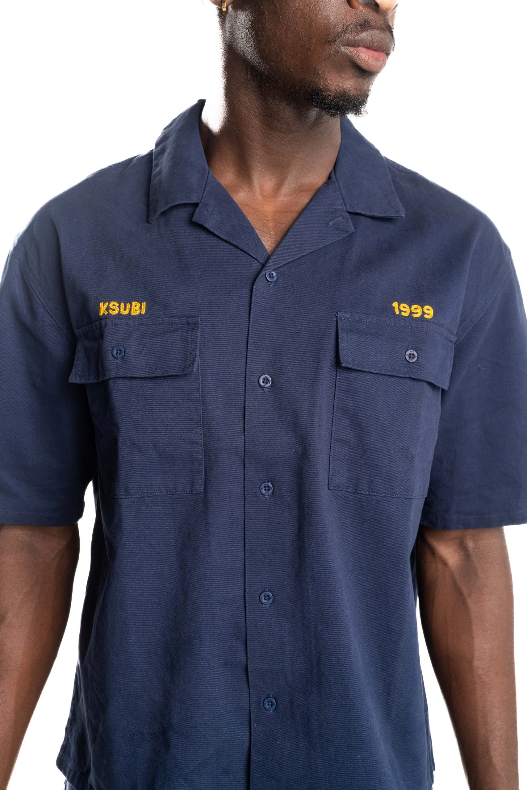 Ksubi Men's Woven Mekanik Boiler SS Shirt | MFA25SH007-BLU