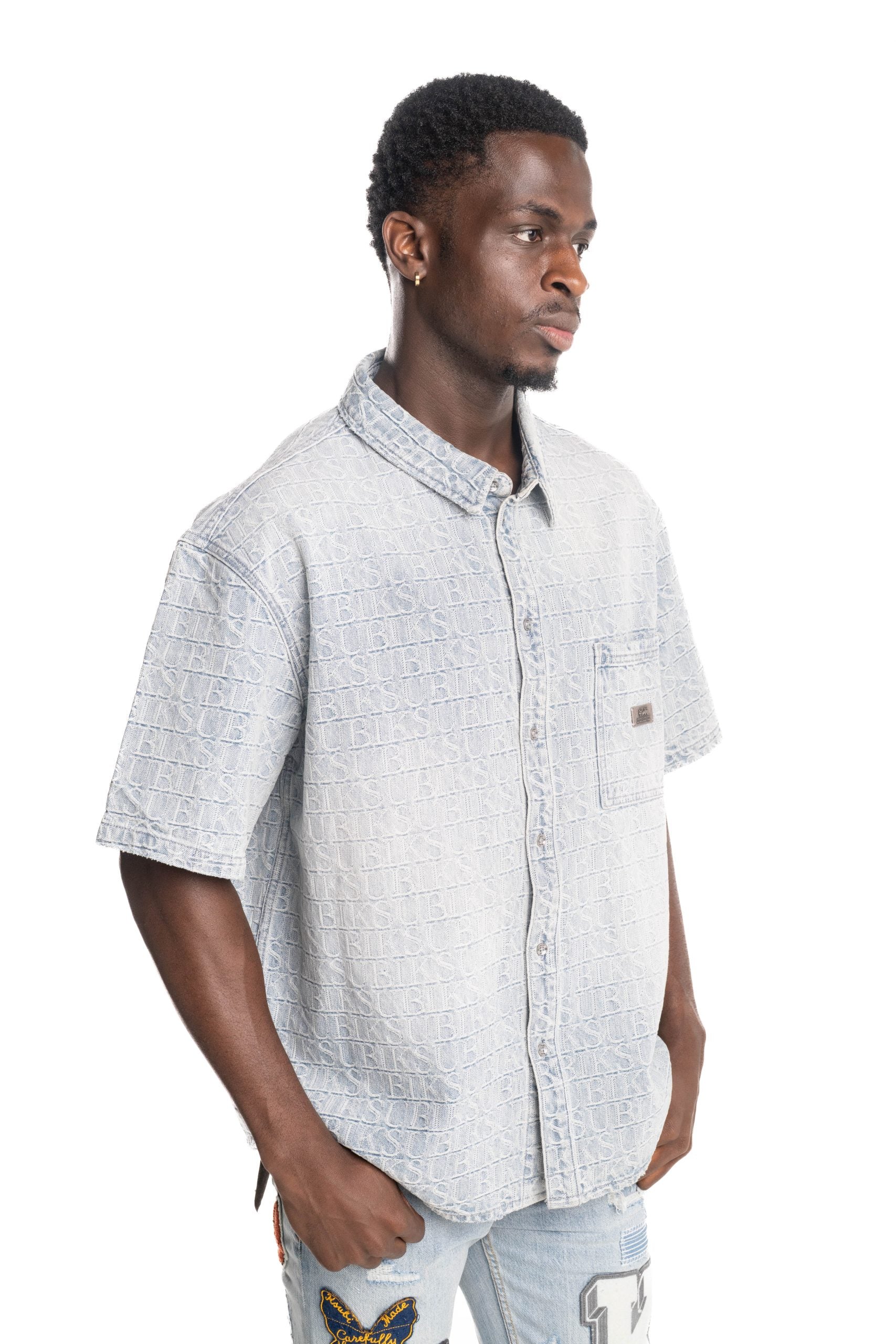 Ksubi Men's Woven Boxer SS Shirt MPF25SH002 DNM