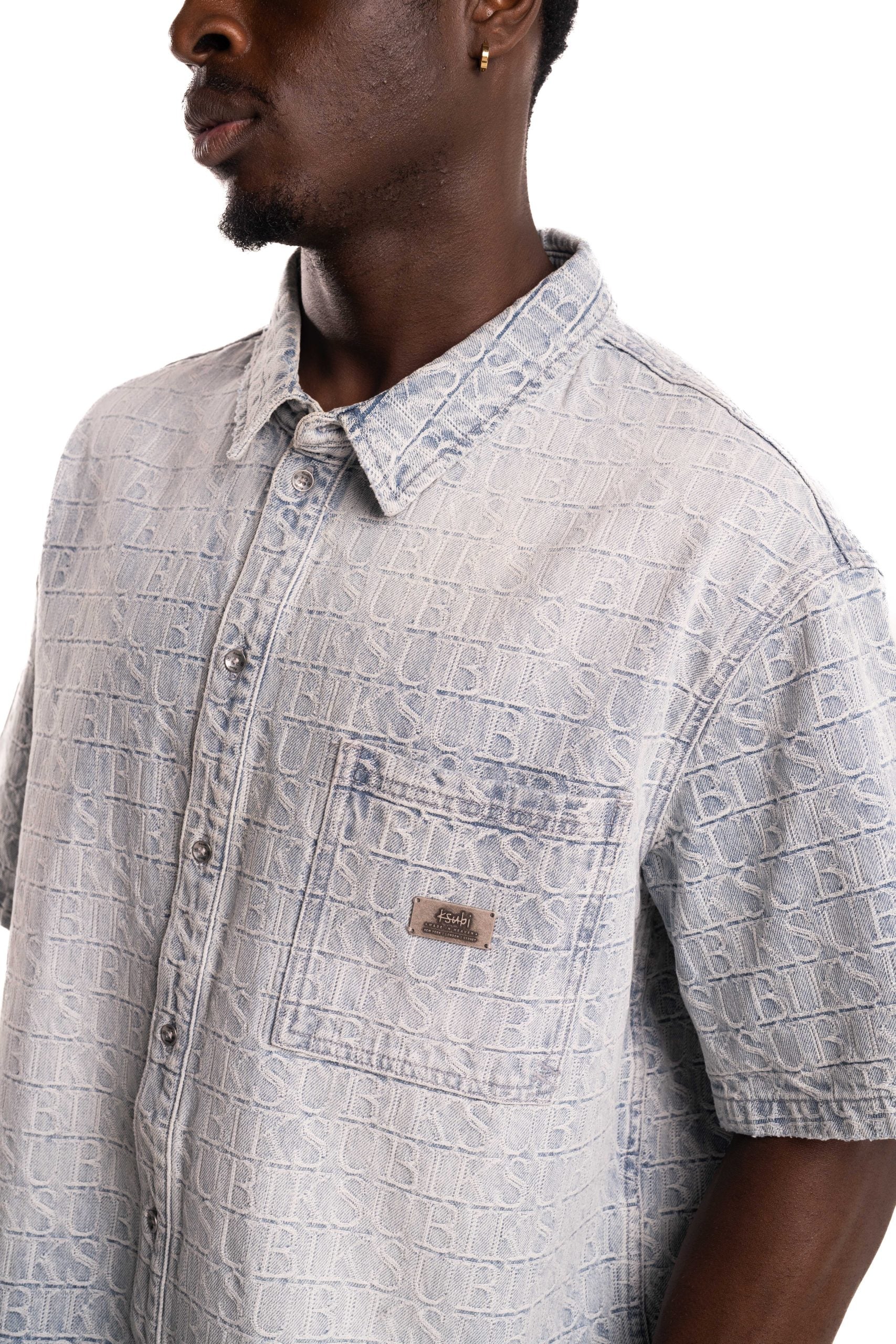 Ksubi Men's Woven Boxer SS Shirt MPF25SH002 DNM