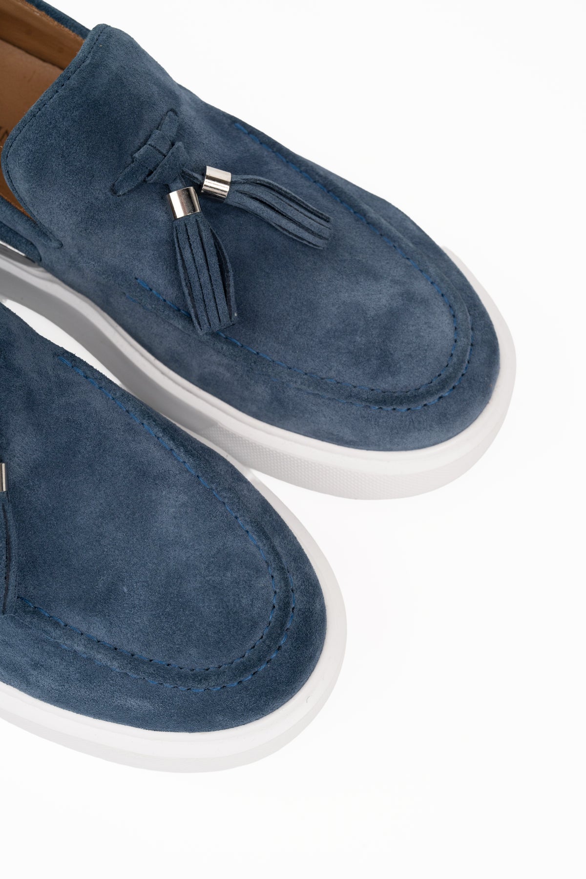 Benjamin Berner Men's Orion Indigo Blue Suede Tassel Loafer | BNJ553-52-230