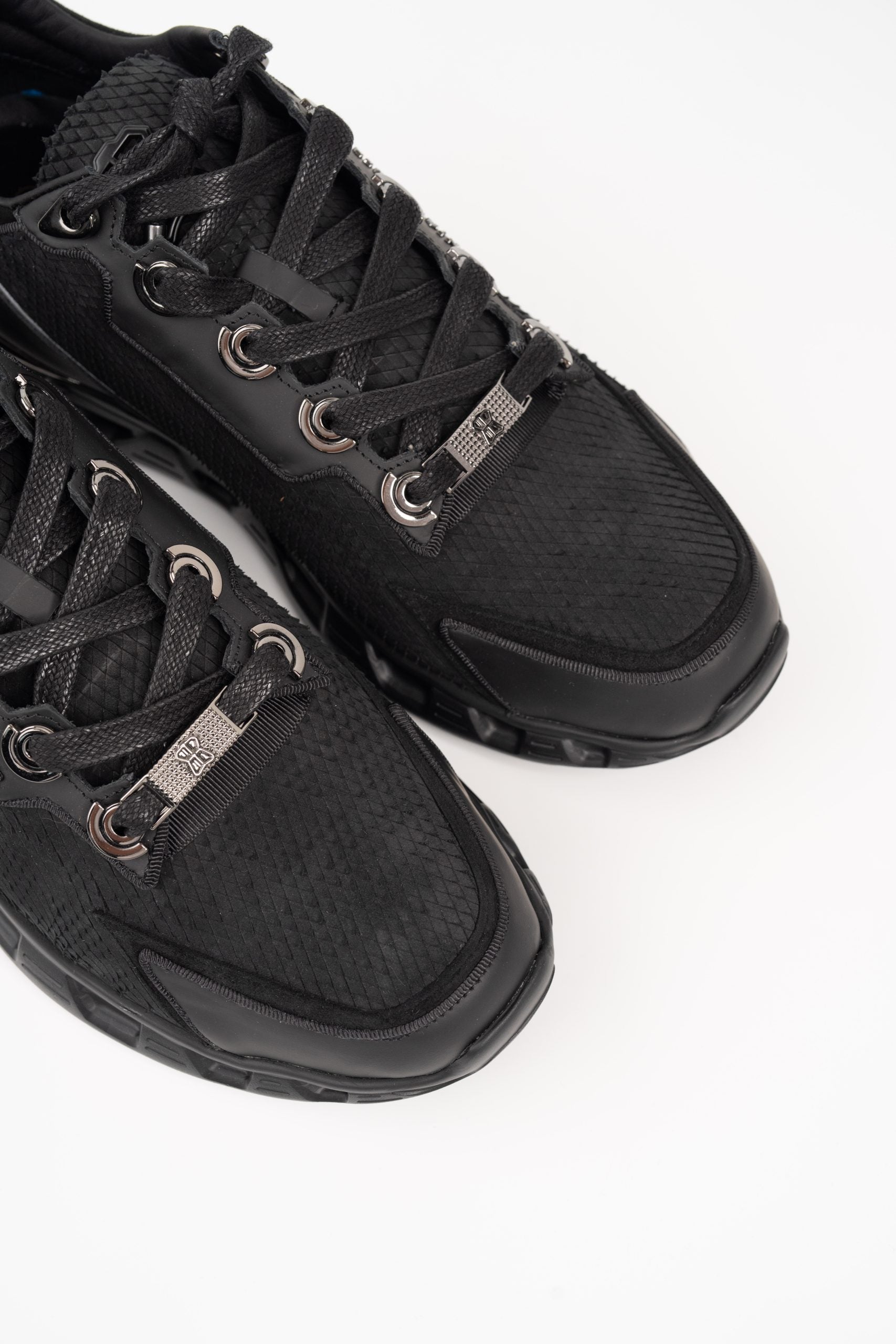 Benjamin Burner Men's Razor High Tech Runner All Black Rhombus Cut Nubuck | BNJ0191-090-222
