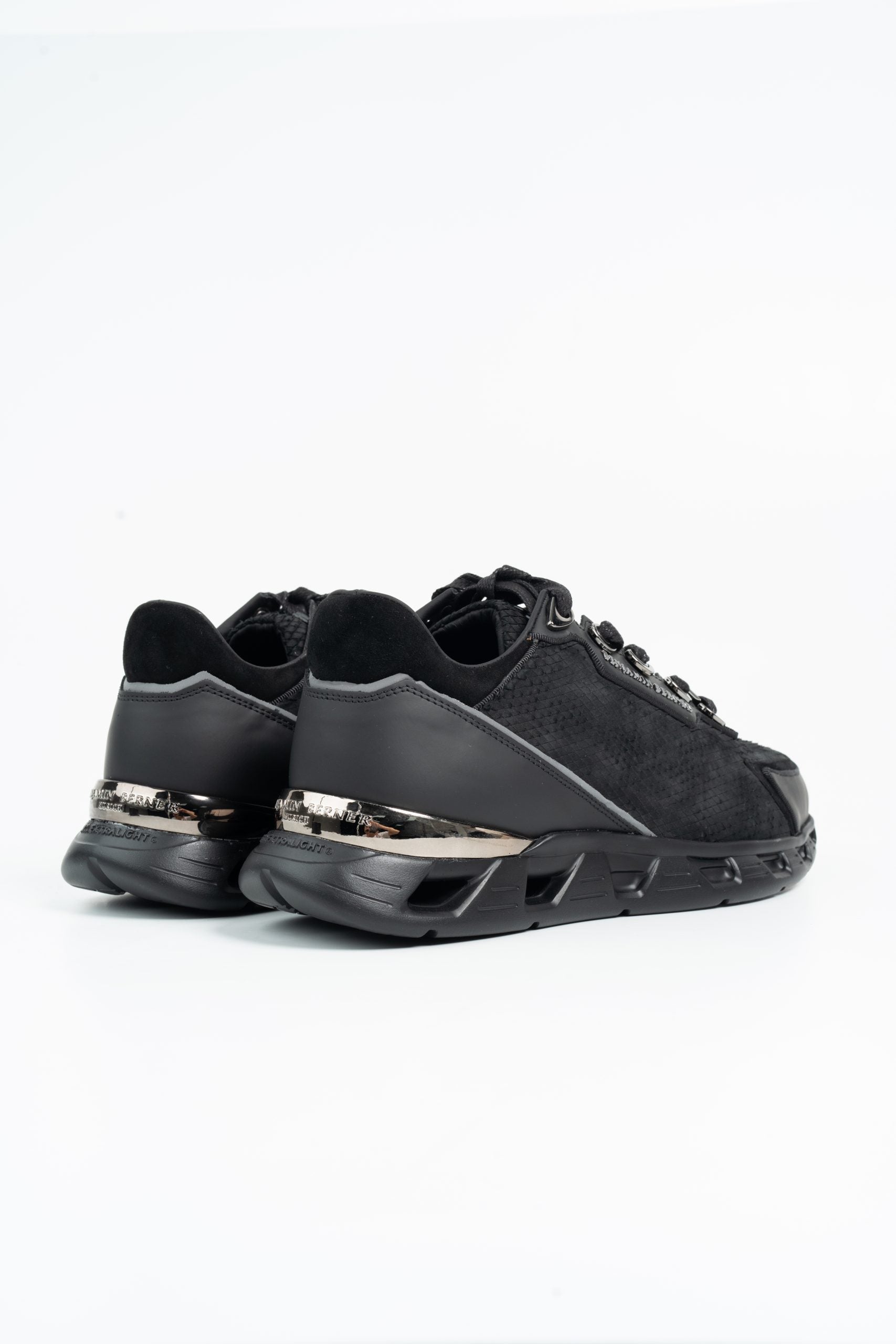 Benjamin Burner Men's Razor High Tech Runner All Black Rhombus Cut Nubuck | BNJ0191-090-222