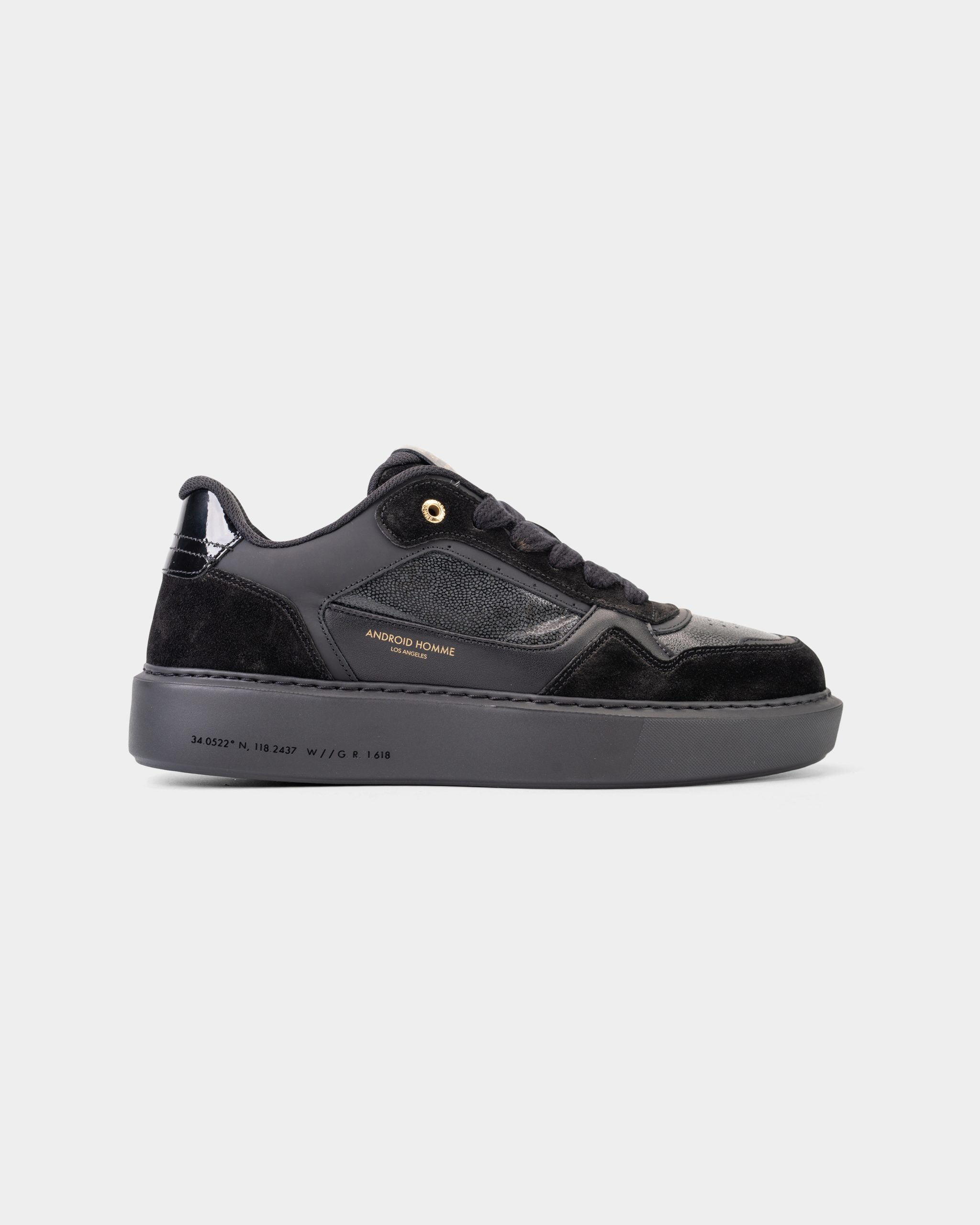 Android Homme Men's Forum Court Oversize Shiny Caviar Black | AHP261-13