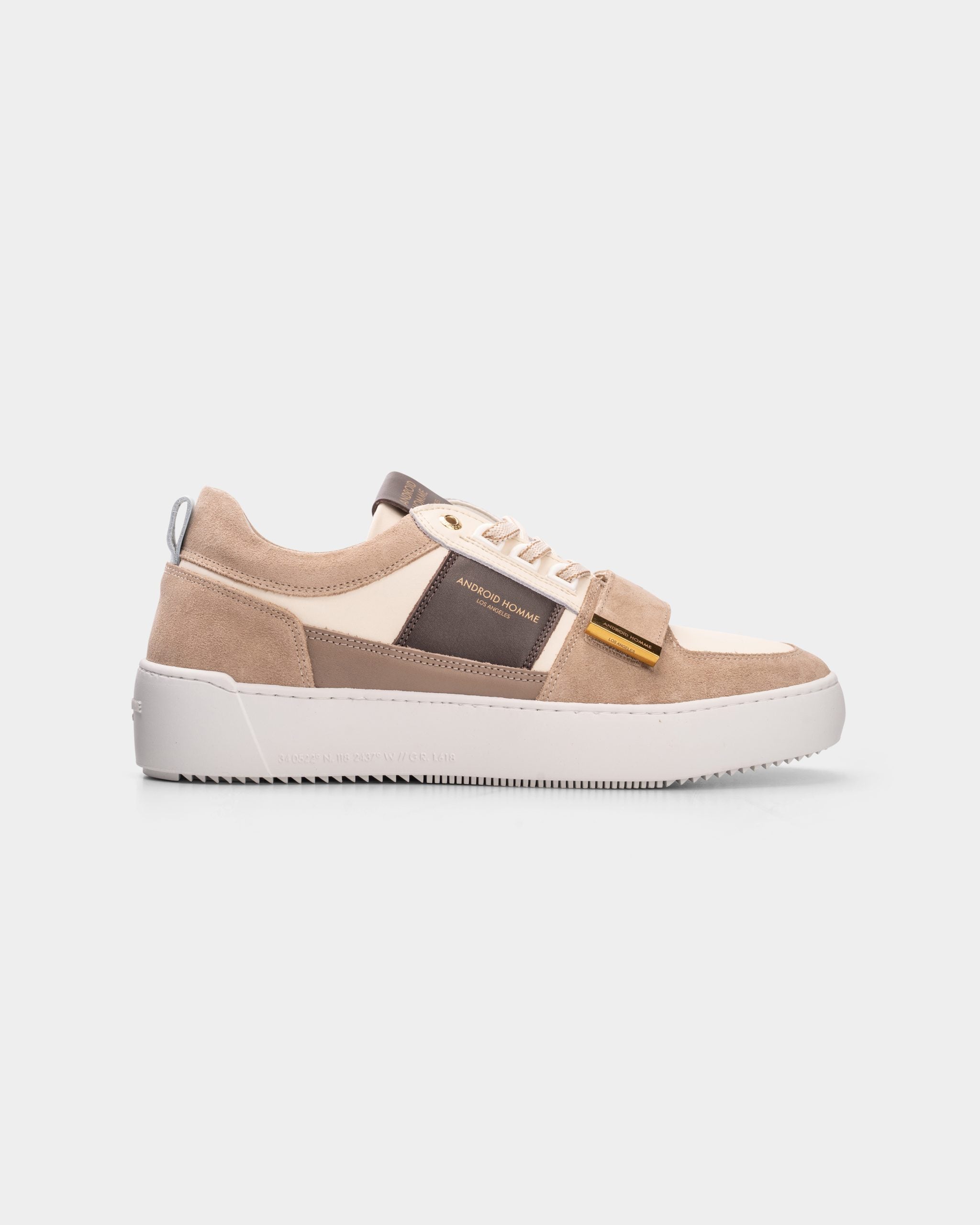 Android Homme Men's Point Dume Low Strap Leather Suede Colours Off White/Taupe Brown/White | AHP261-31