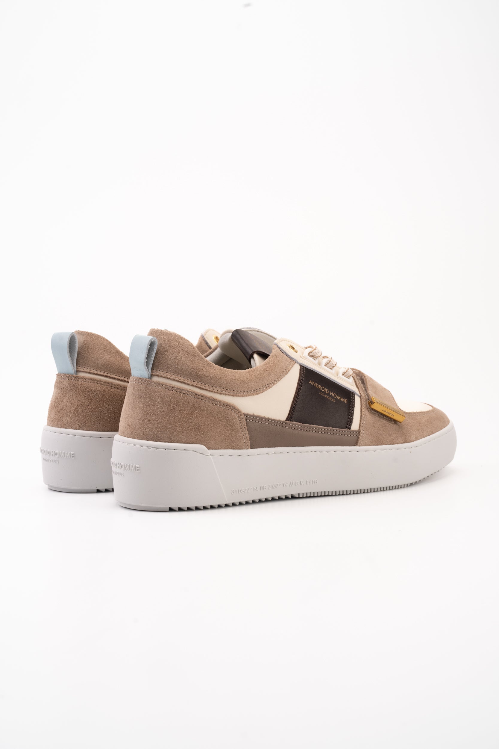 Android Homme Men's Point Dume Low Strap Leather Suede Colours Off White/Taupe Brown/White | AHP261-31