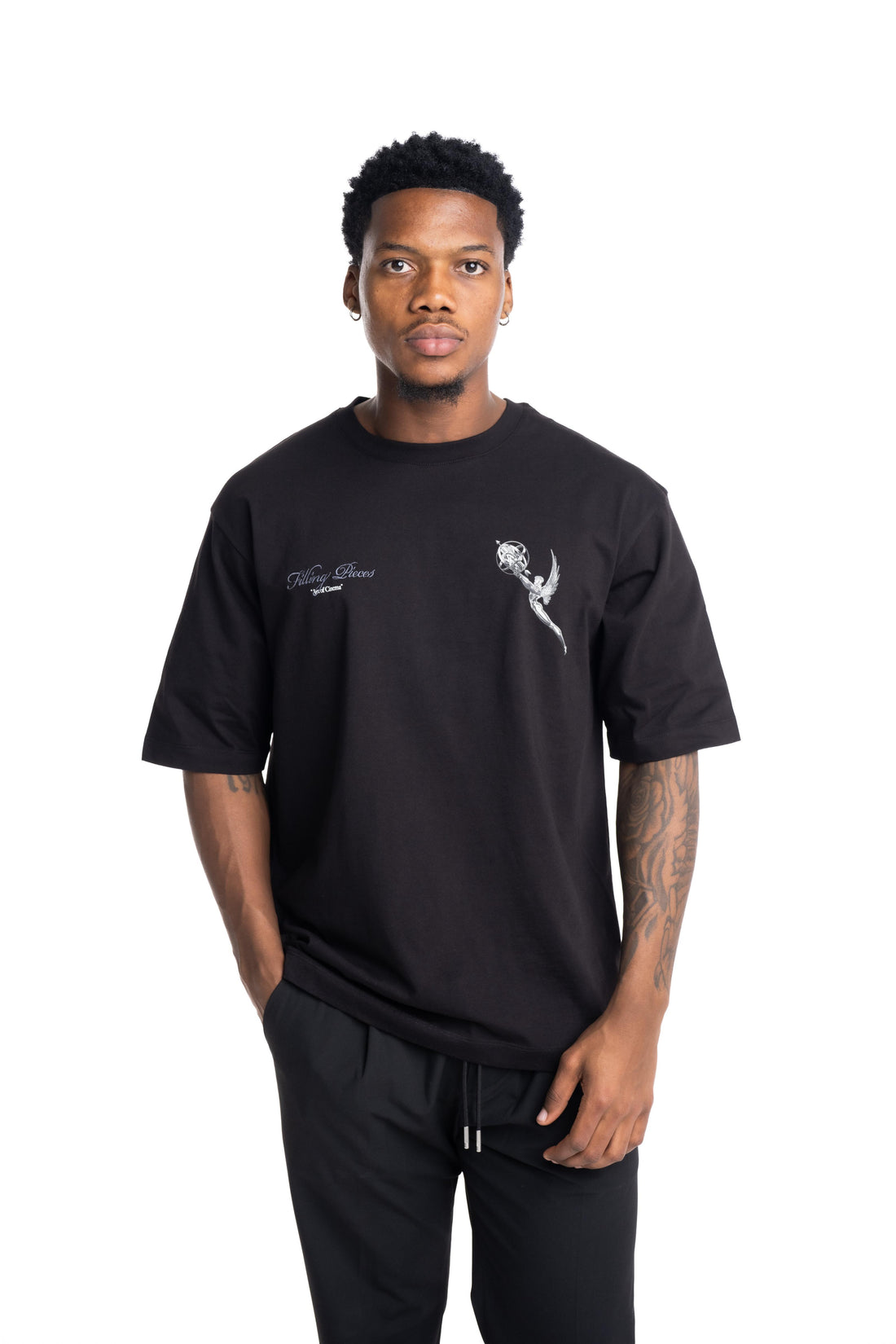Filling Pieces Mens T Shirt Boxy Chrome Trophy Black | 422620501389-130