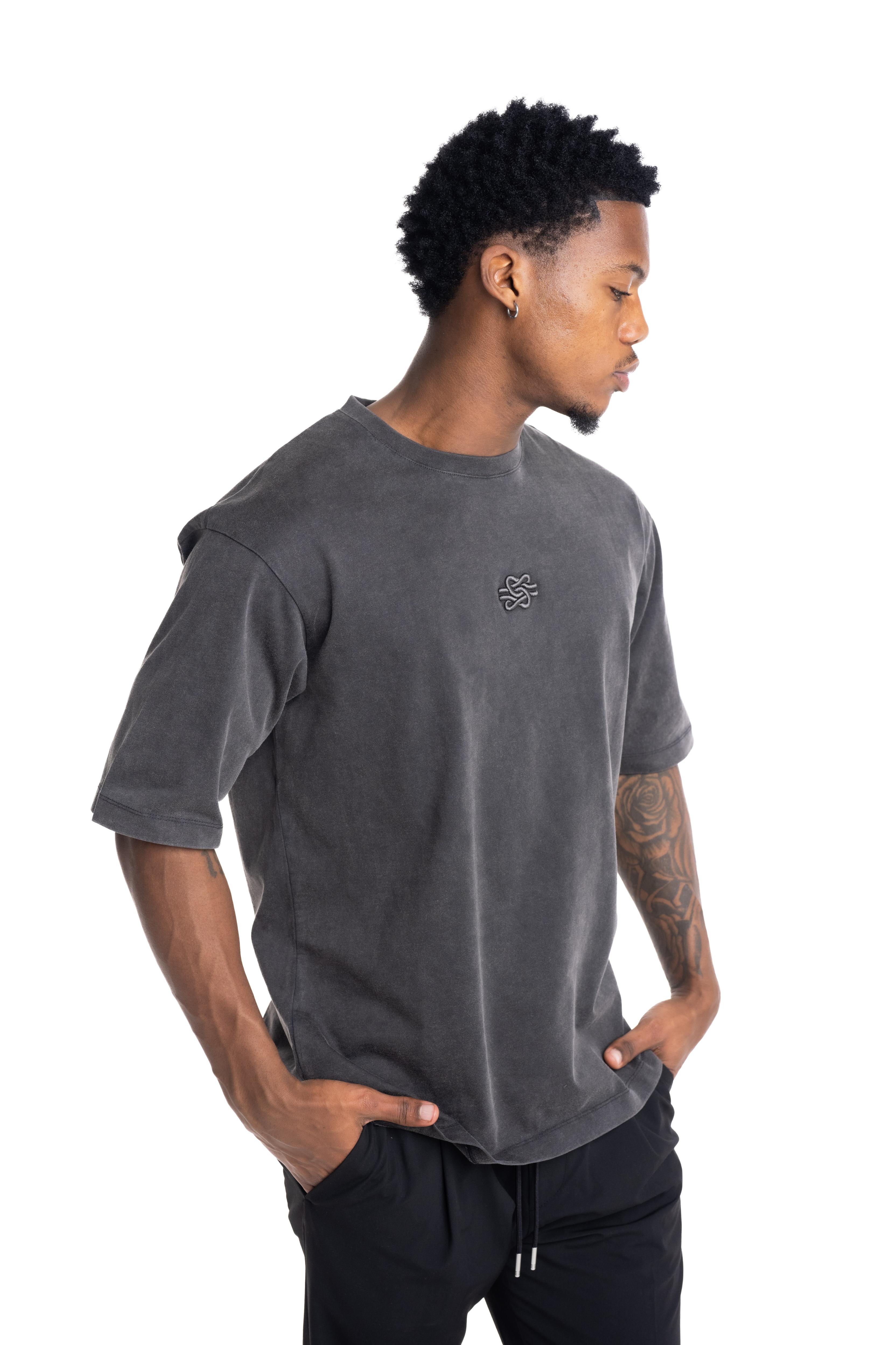 Filling Pieces Mens T Shirt Boxy Embroidered Vintage Black | 412520501142-136
