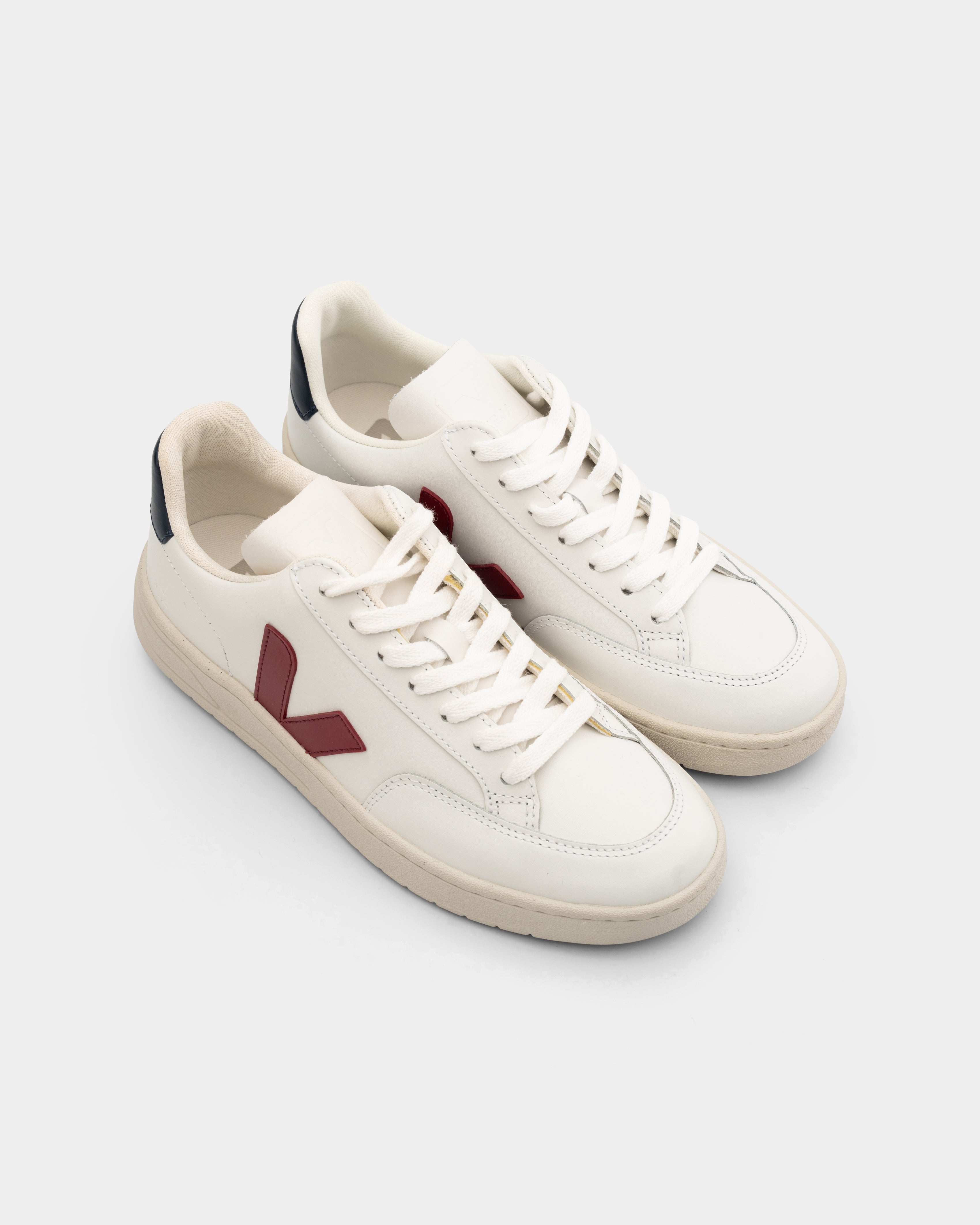 Veja Ladies V-12 Leather Sneaker | XD0201955A 9-Extra White Marsala Nautico