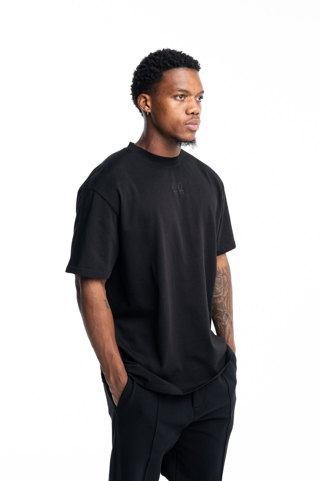 44 Label Group Men's Jersey Tee Black/44 Patched Solid Risk Red | FA706-P794
