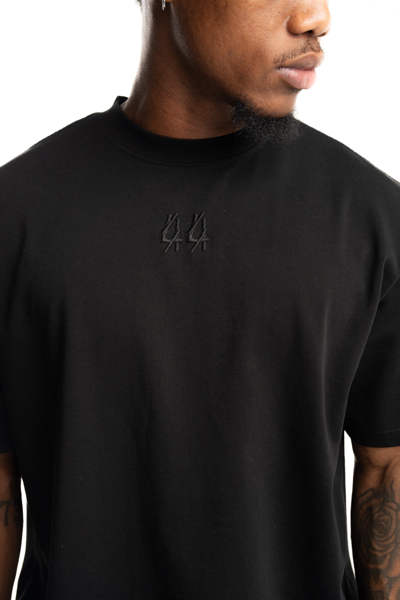 44 Label Group Men's Jersey Tee Black/44 Patched Solid Risk Red | FA706-P794
