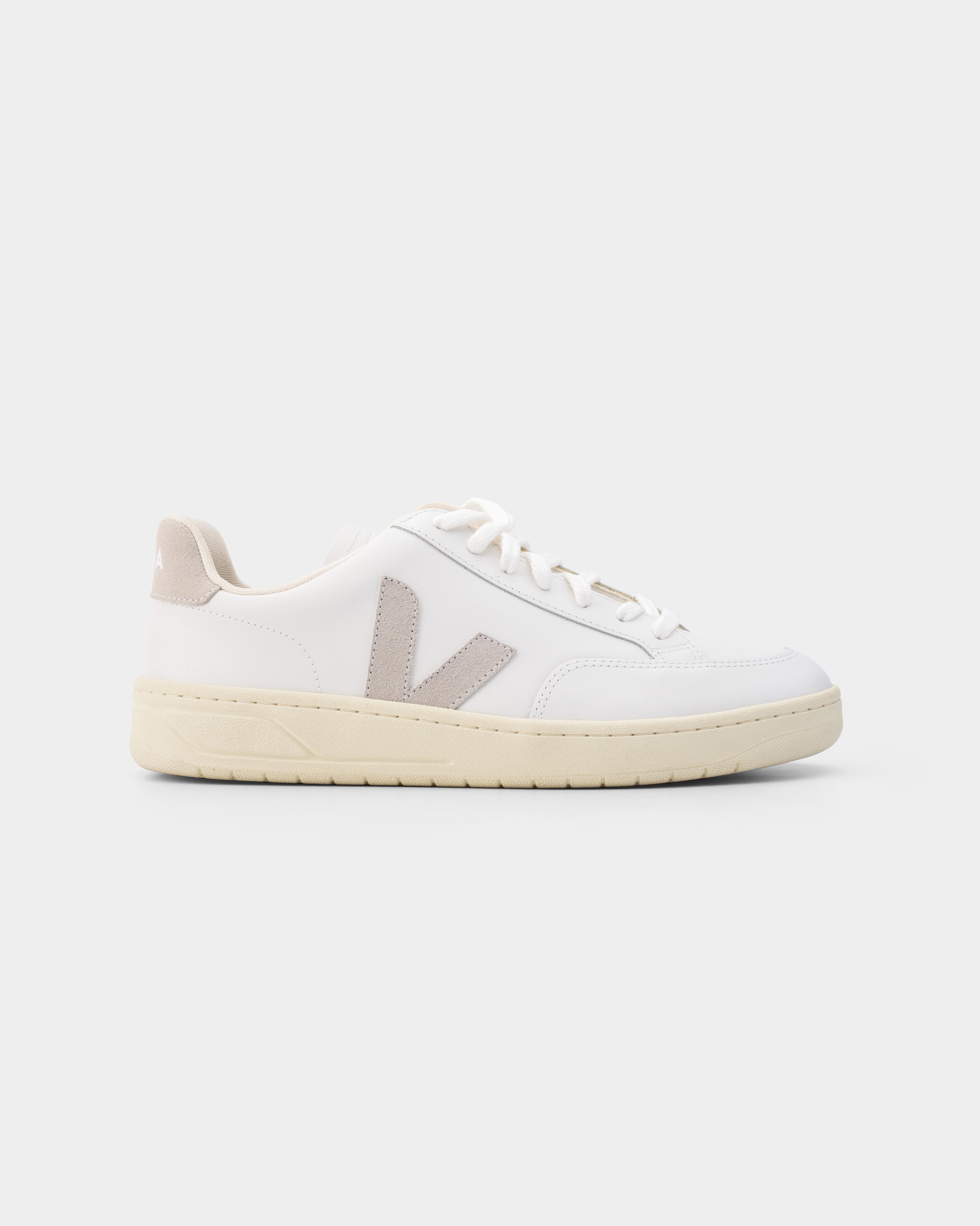 Veja Mens V-12 Leather Sneaker XD0203484B Extra White Light Grey