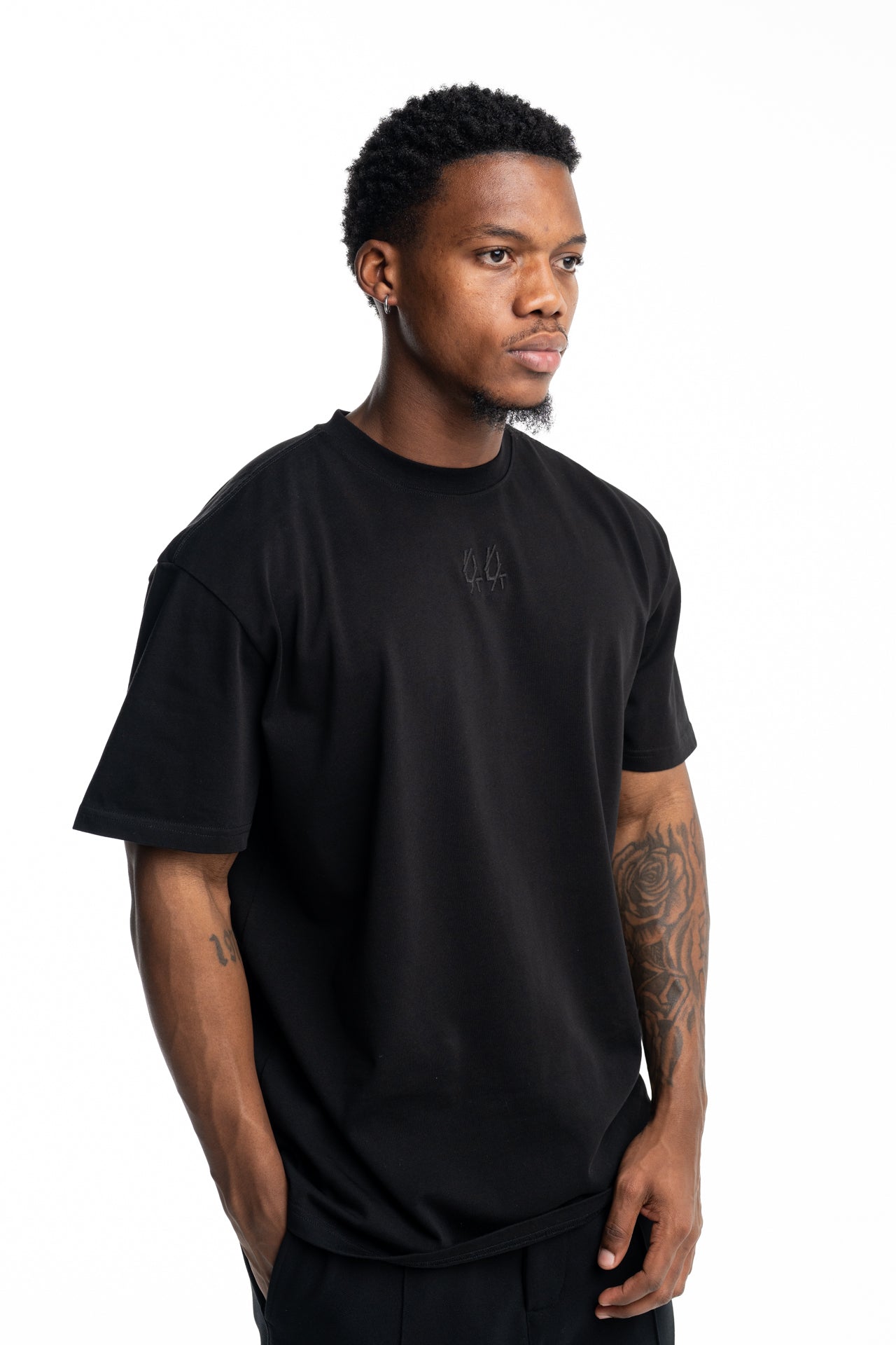 44 Label Group Men's Jersey Tee Black/44 Patched Solid Dirty White | FA706-P795