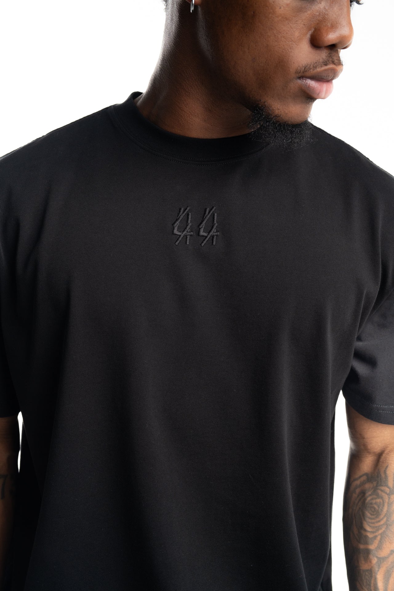 44 Label Group Men's Jersey Tee Black/44 Patched Solid Dirty White | FA706-P795