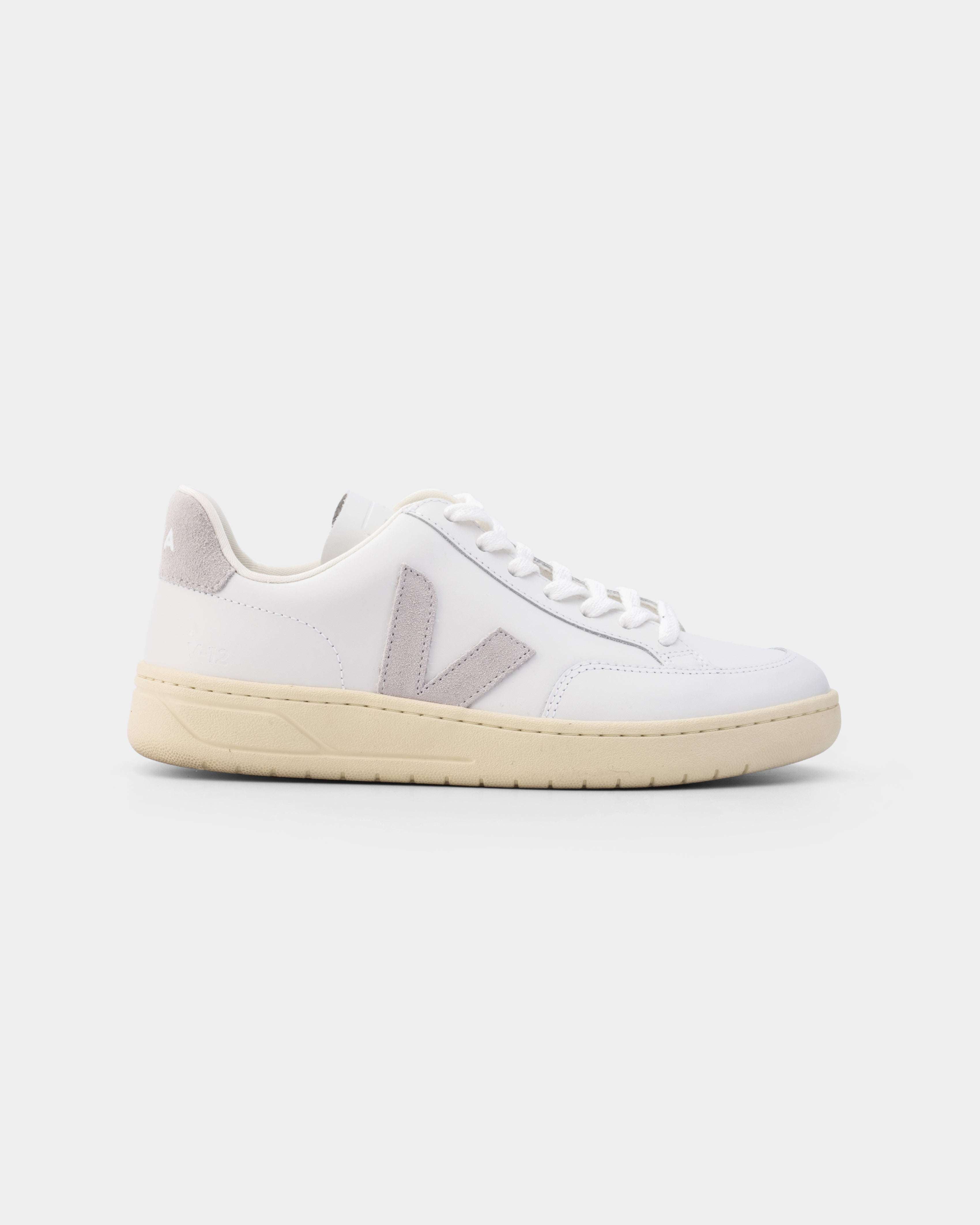 Veja Ladies V-12 Leather Sneaker XD0203484A Extra White Light Grey