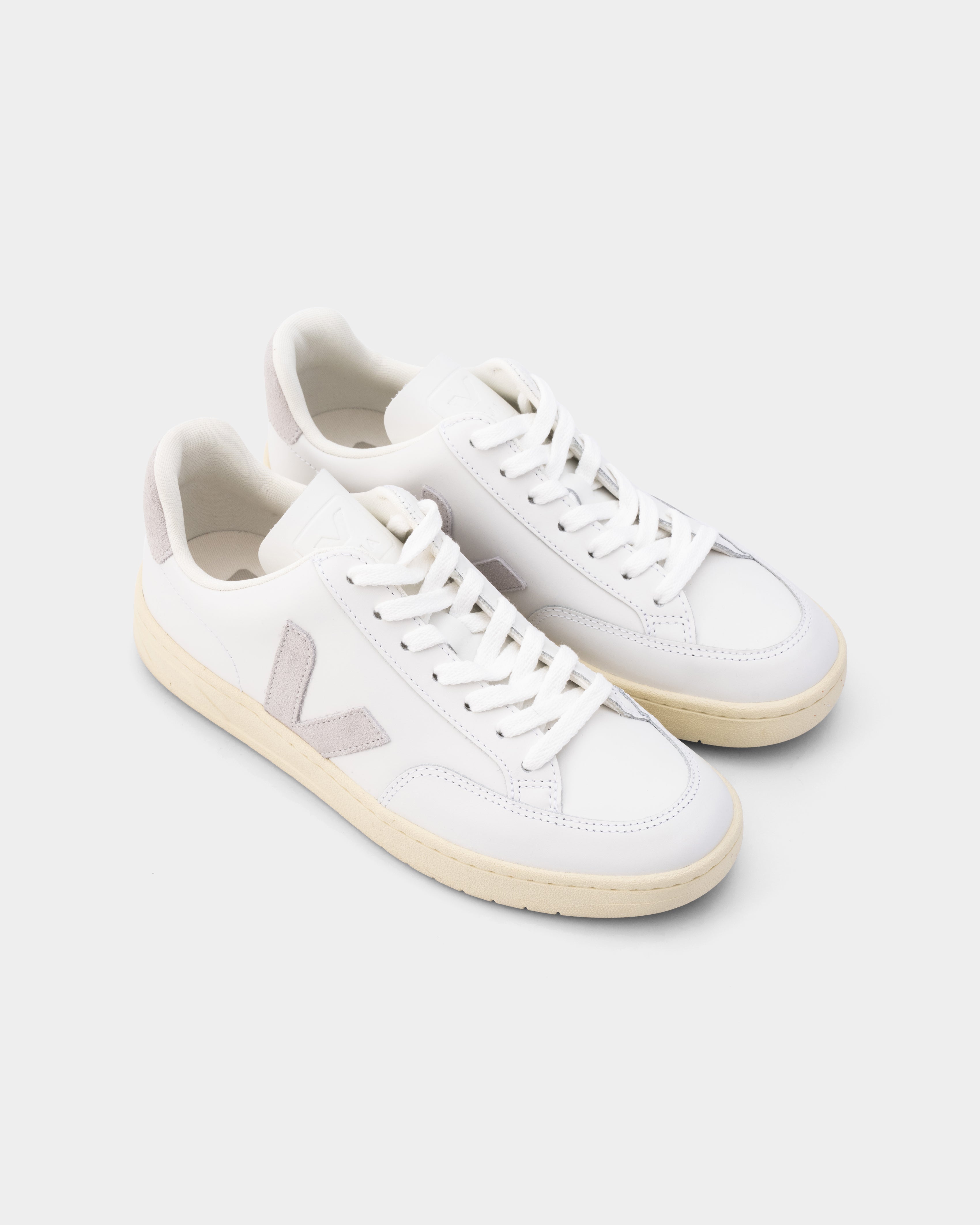 Veja Ladies V-12 Leather Sneaker XD0203484A Extra White Light Grey