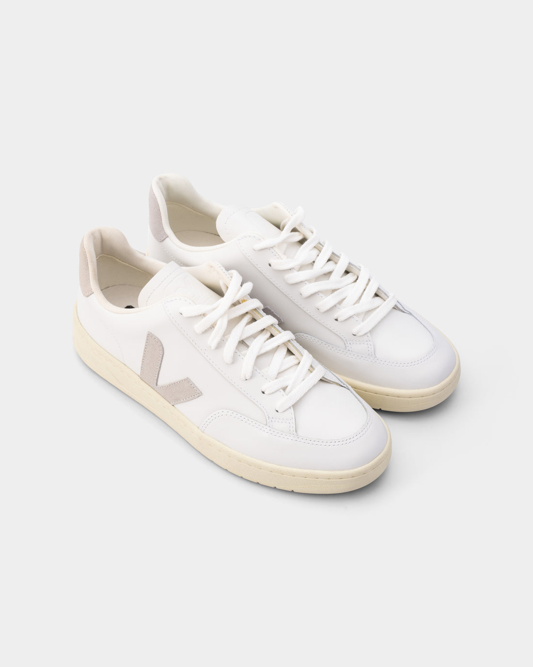 Veja Mens V-12 Leather Sneaker XD0203484B Extra White Light Grey