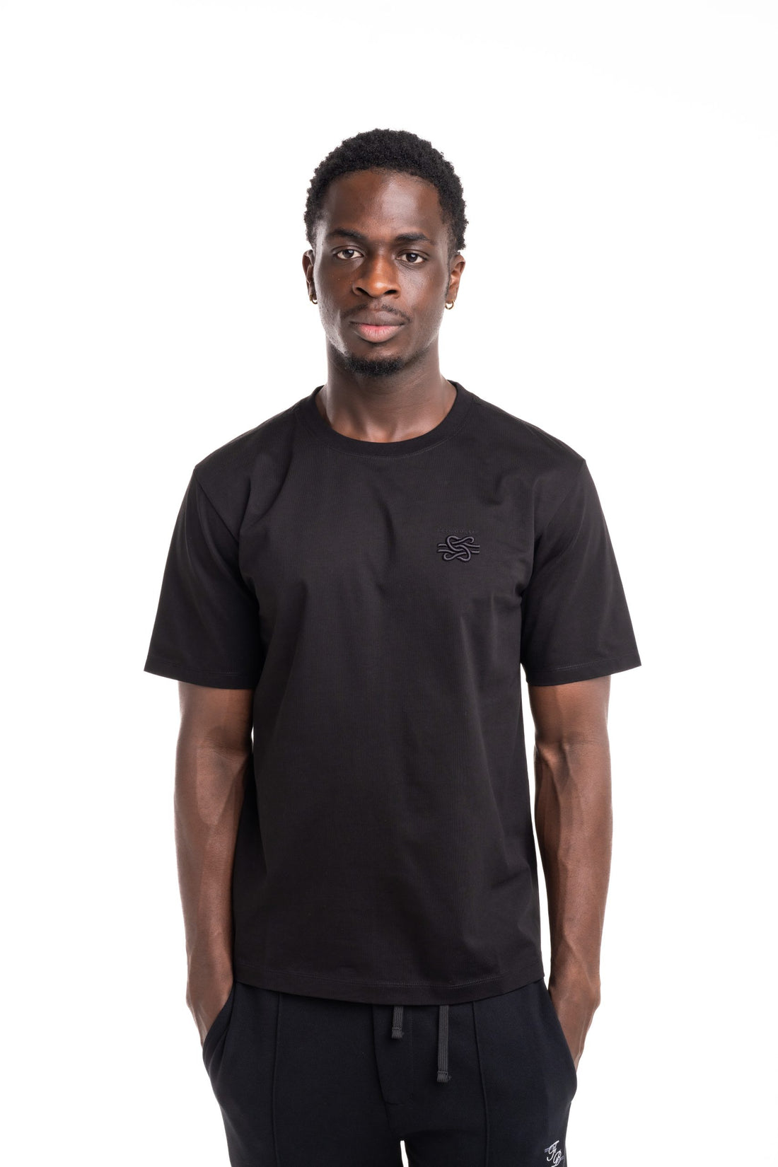Filling Pieces Men's Embroidered Knot T Shirt Black | 412520500143-130