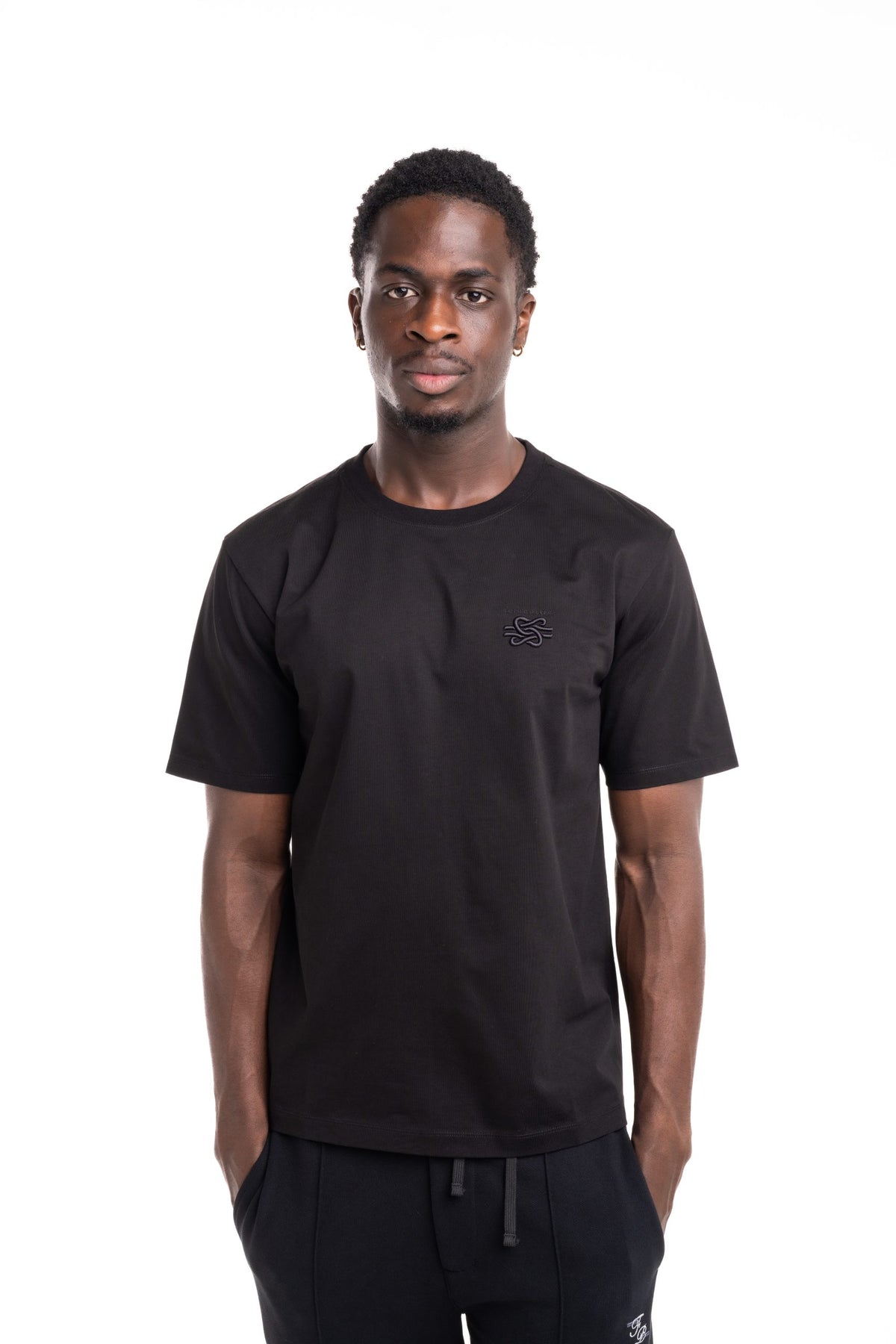 Filling Pieces Men's Embroidered Knot T Shirt Black | 412520500143-130