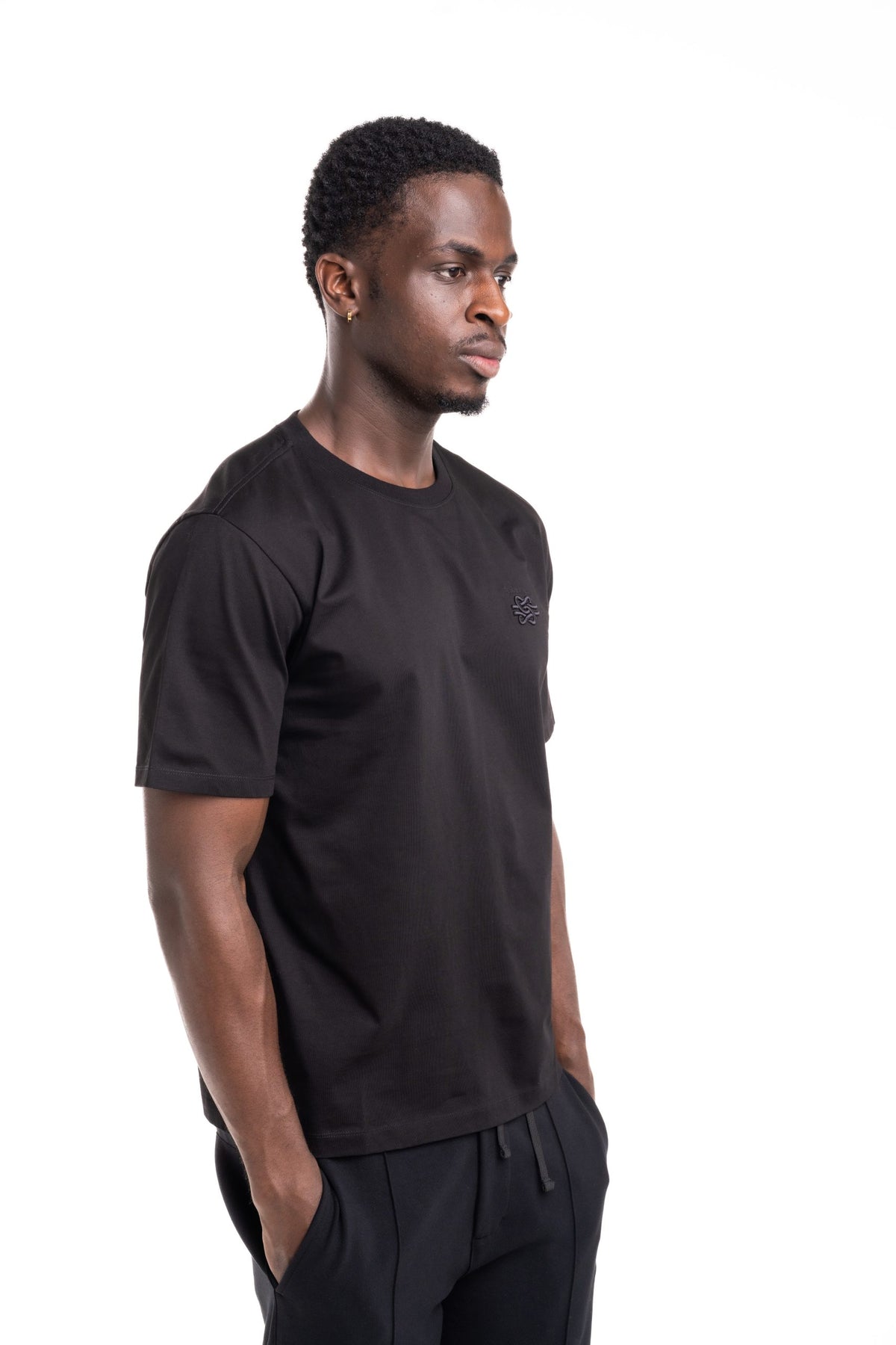 Filling Pieces Men's Embroidered Knot T Shirt Black | 412520500143-130