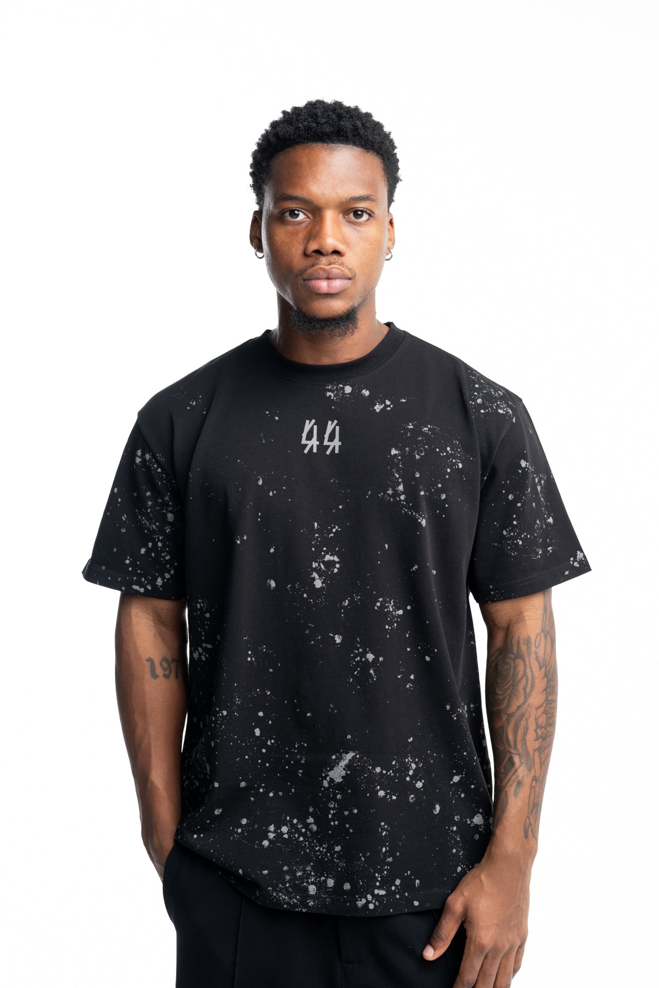 44 Label Group Men's Jersey Tee Black/44 Stain Grey | FA706-P773