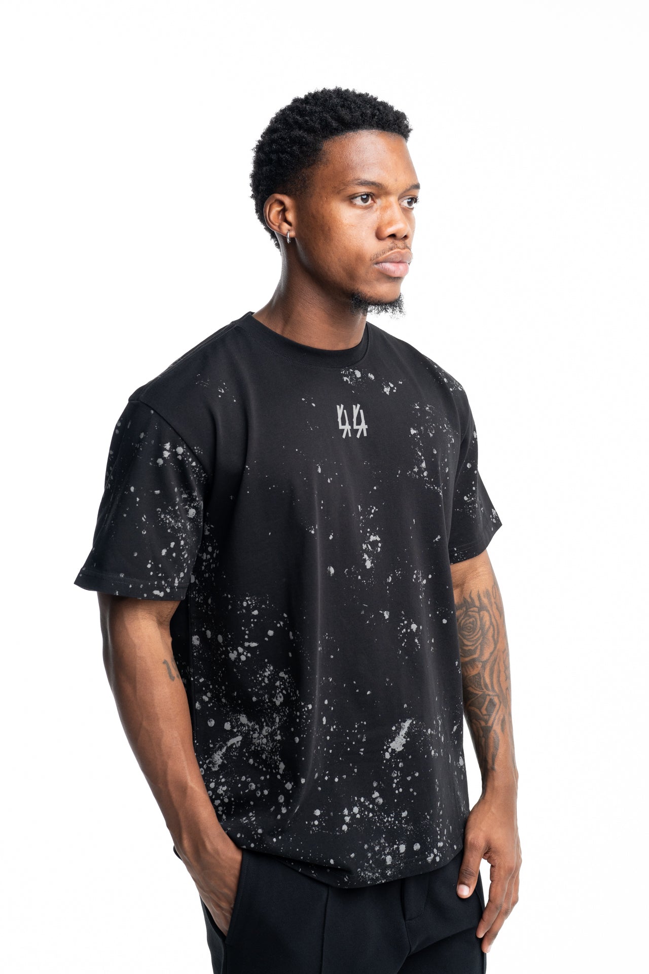 44 Label Group Men's Jersey Tee Black/44 Stain Grey | FA706-P773