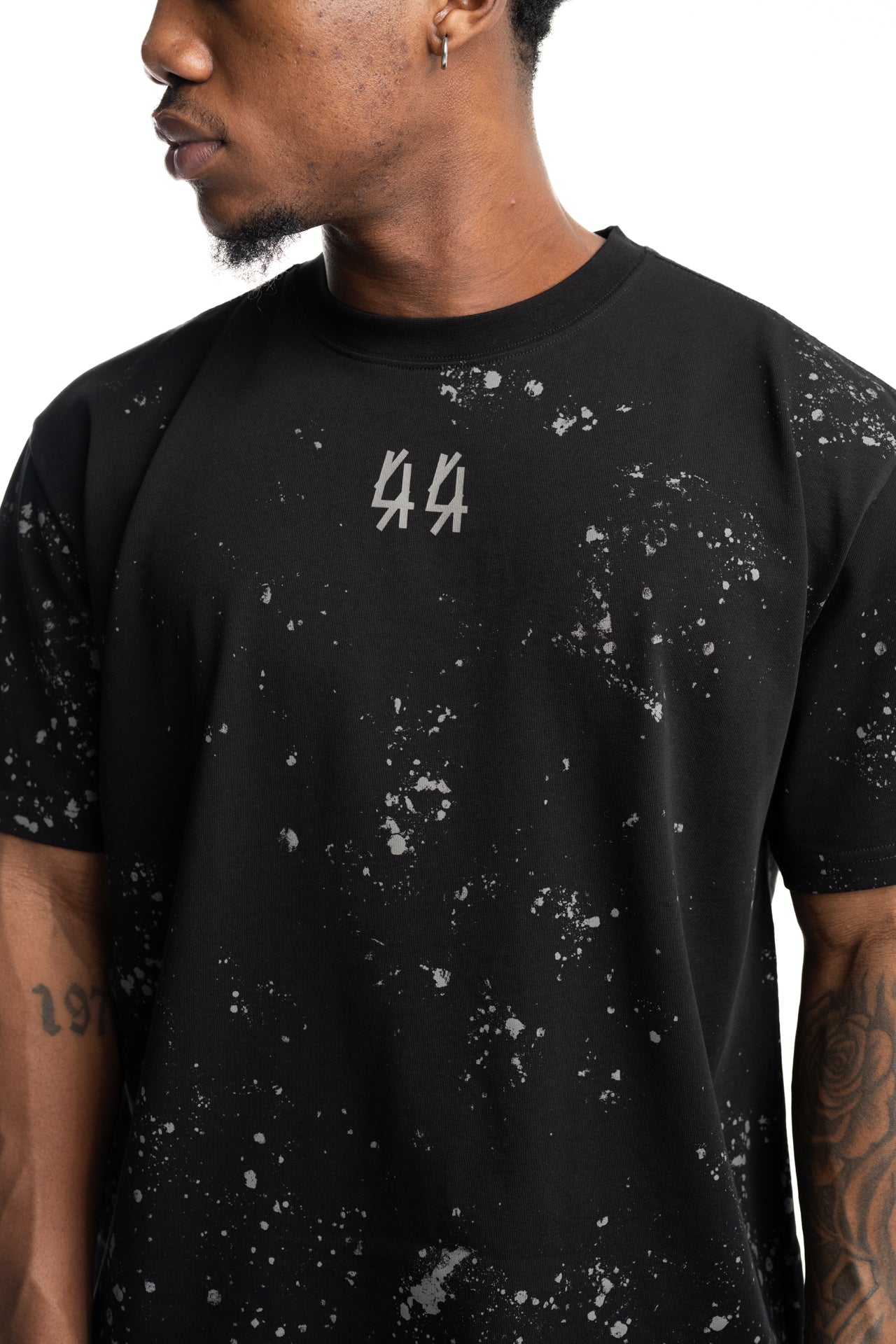 44 Label Group Men's Jersey Tee Black/44 Stain Grey | FA706-P773
