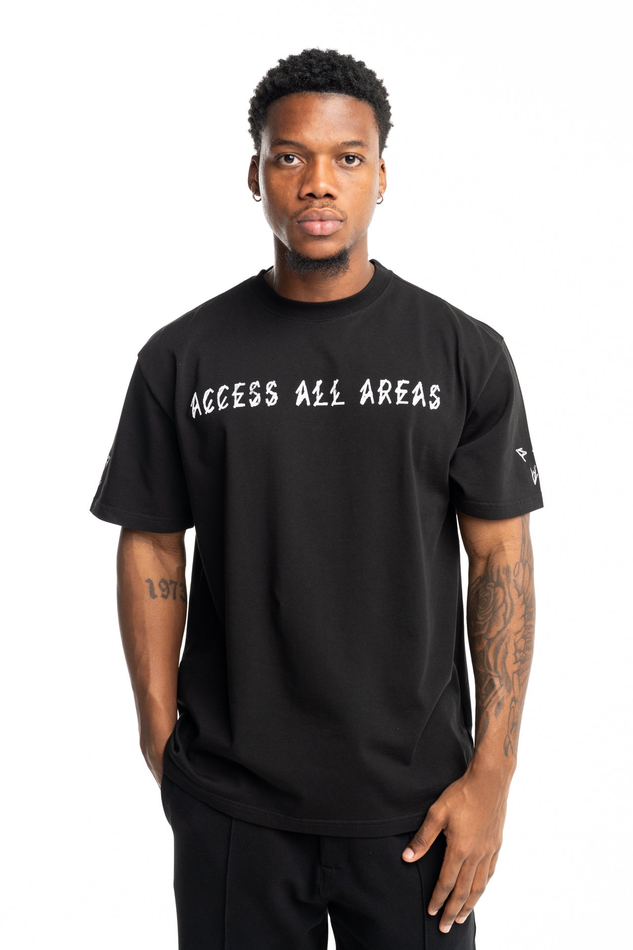 44 Label Group Men's Jersey Tee Black/Gloves Dirty White | FA706-P741