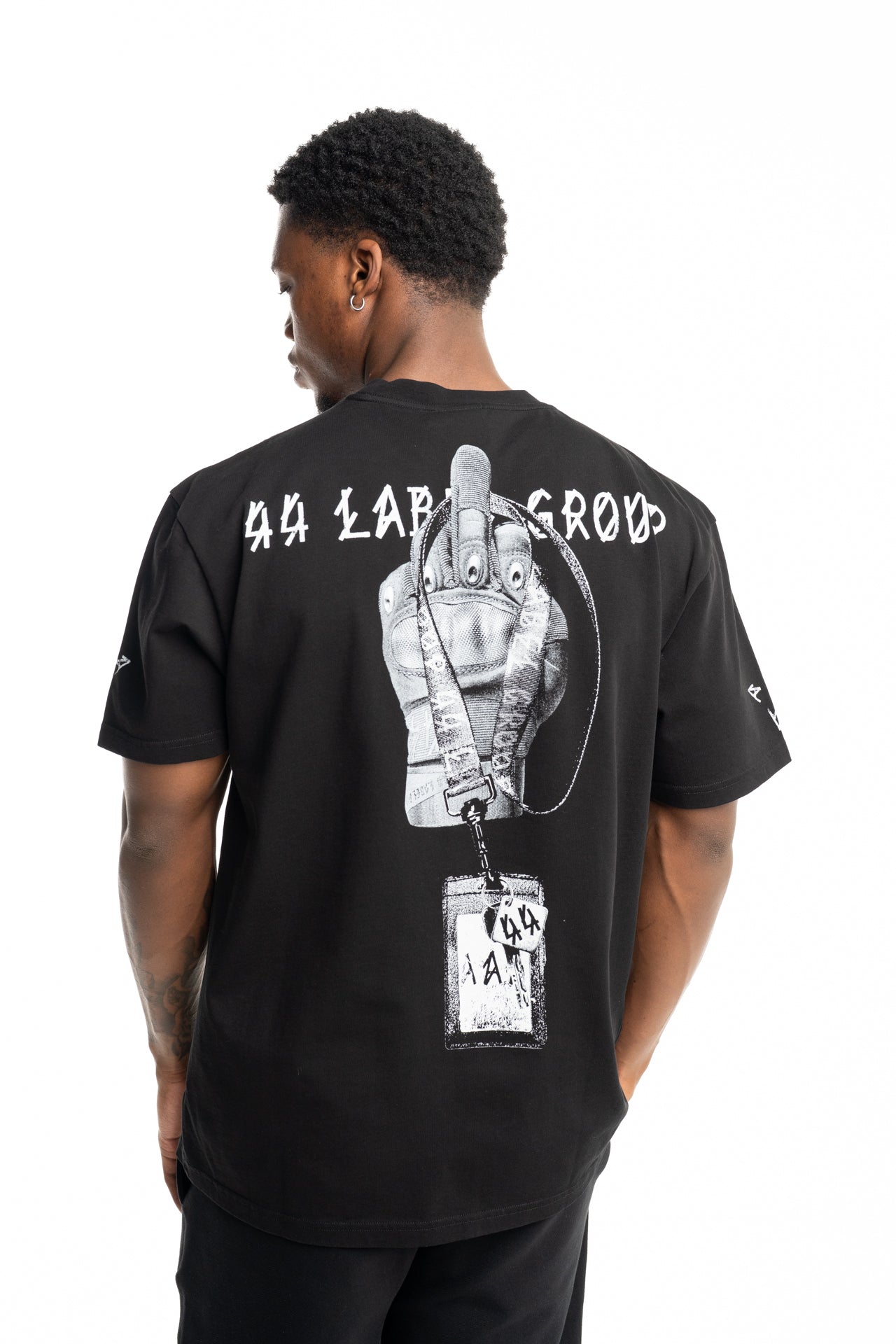 44 Label Group Men's Jersey Tee Black/Gloves Dirty White | FA706-P741