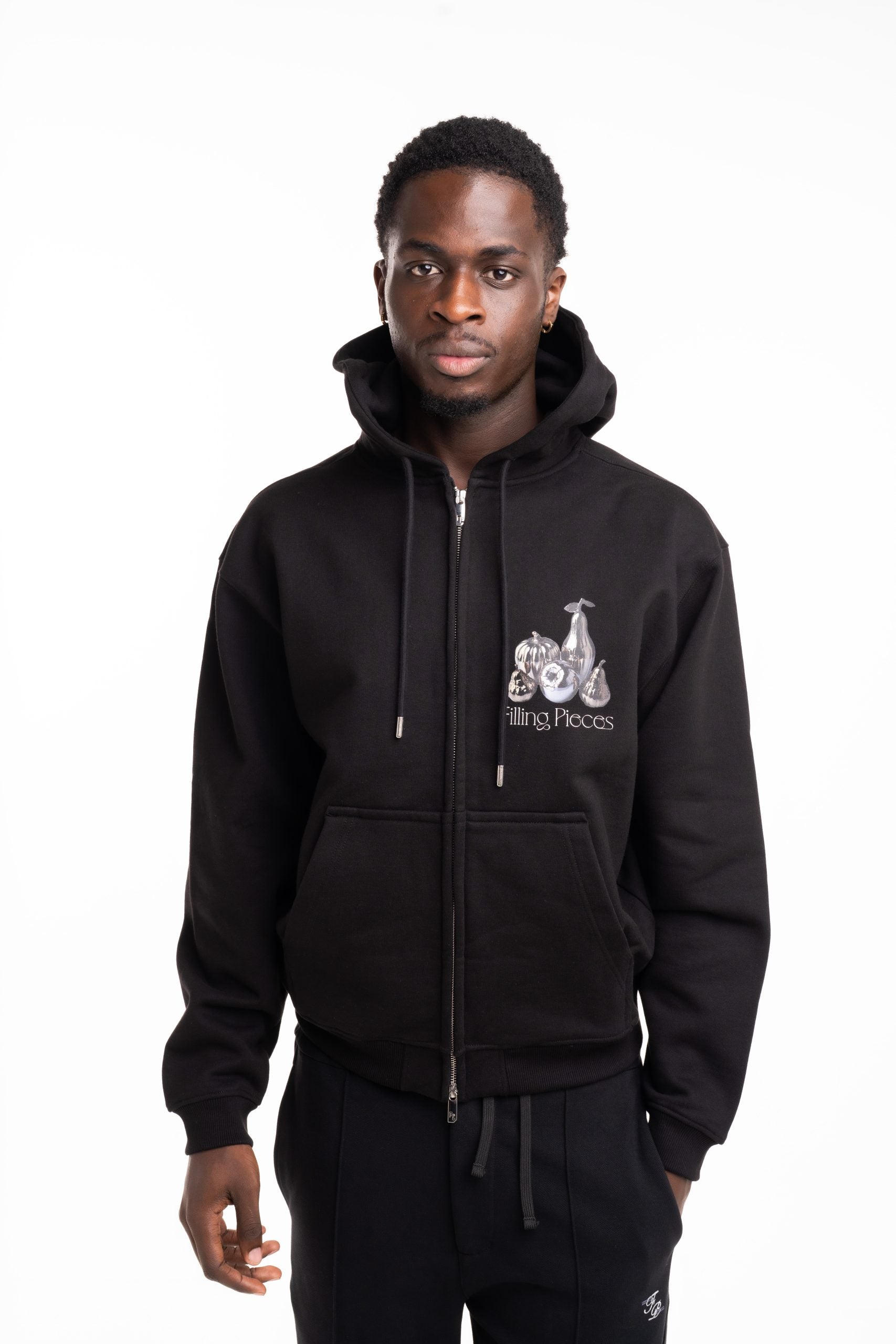 Filling Pieces Men's Chrome Fruit Zip Hoodie Black | 412633501291-130
