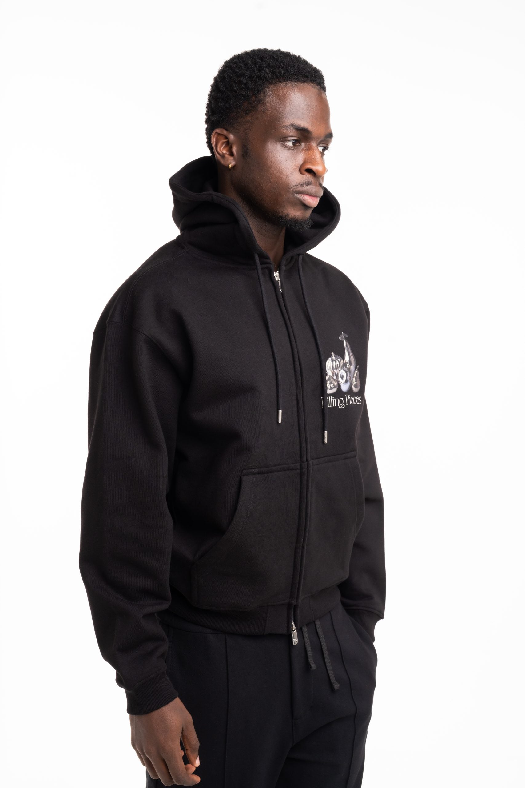Filling Pieces Men's Chrome Fruit Zip Hoodie Black | 412633501291-130