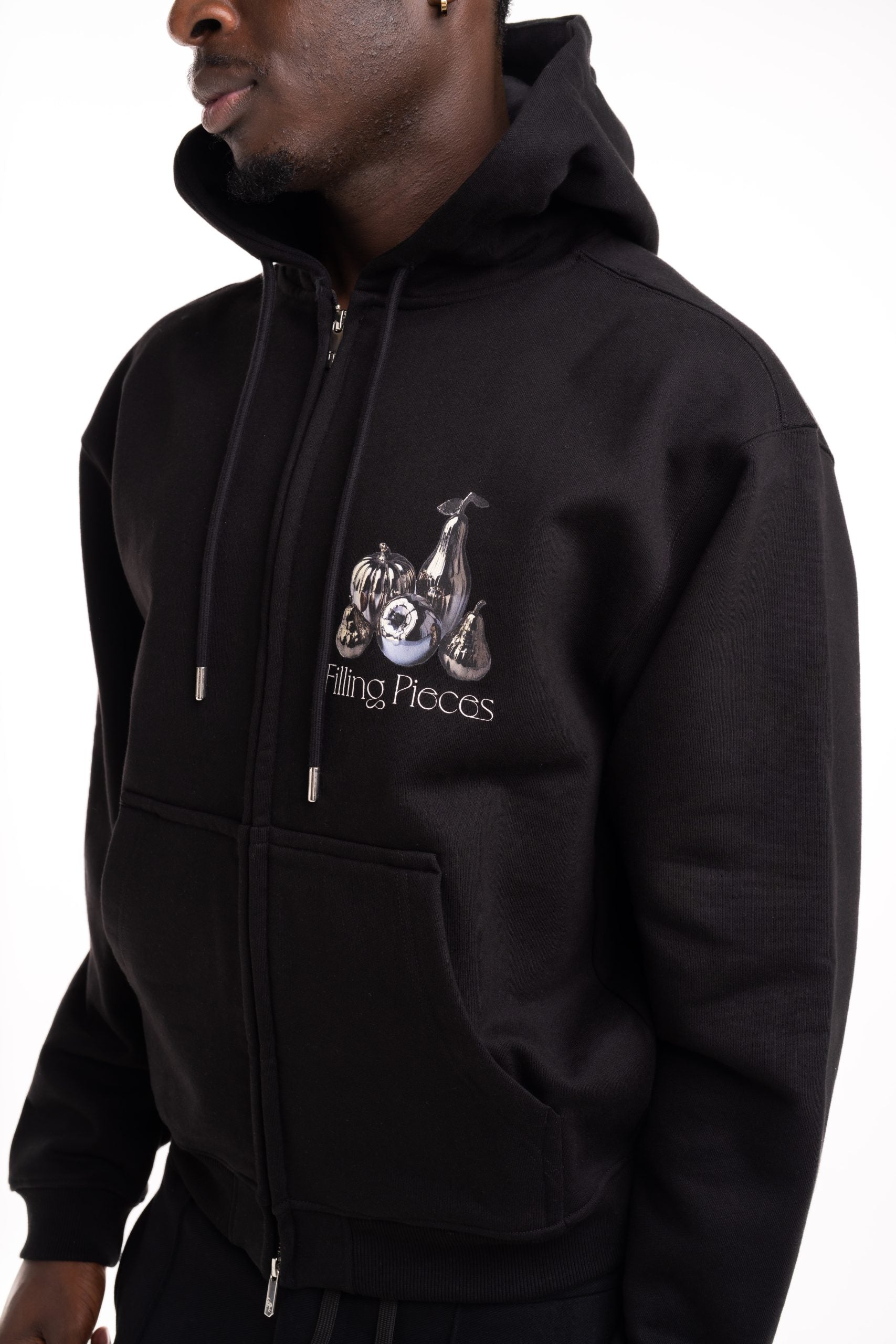 Filling Pieces Men's Chrome Fruit Zip Hoodie Black | 412633501291-130