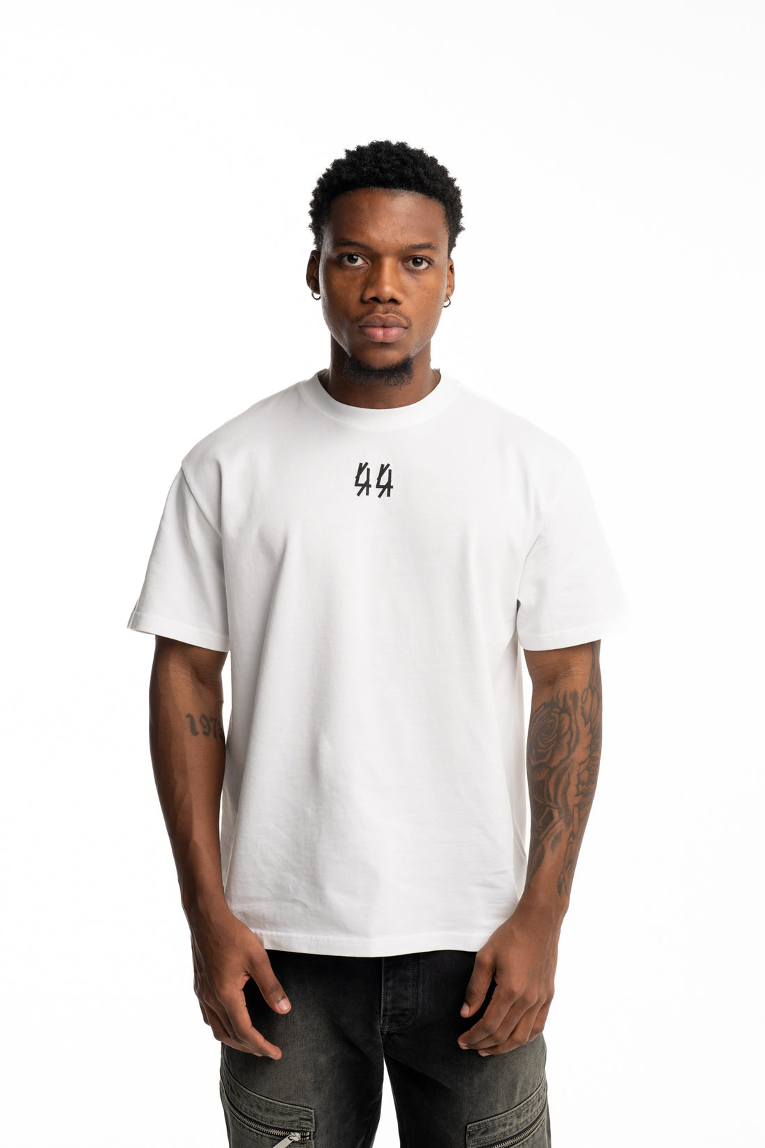 44 Label Group Men's Jersey Tee Optical White/44 Black | FA706-P732