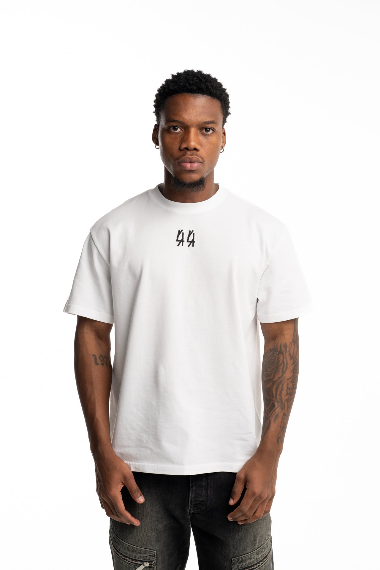 44 Label Group Men's Jersey Tee Optical White/44 Black | FA706-P732