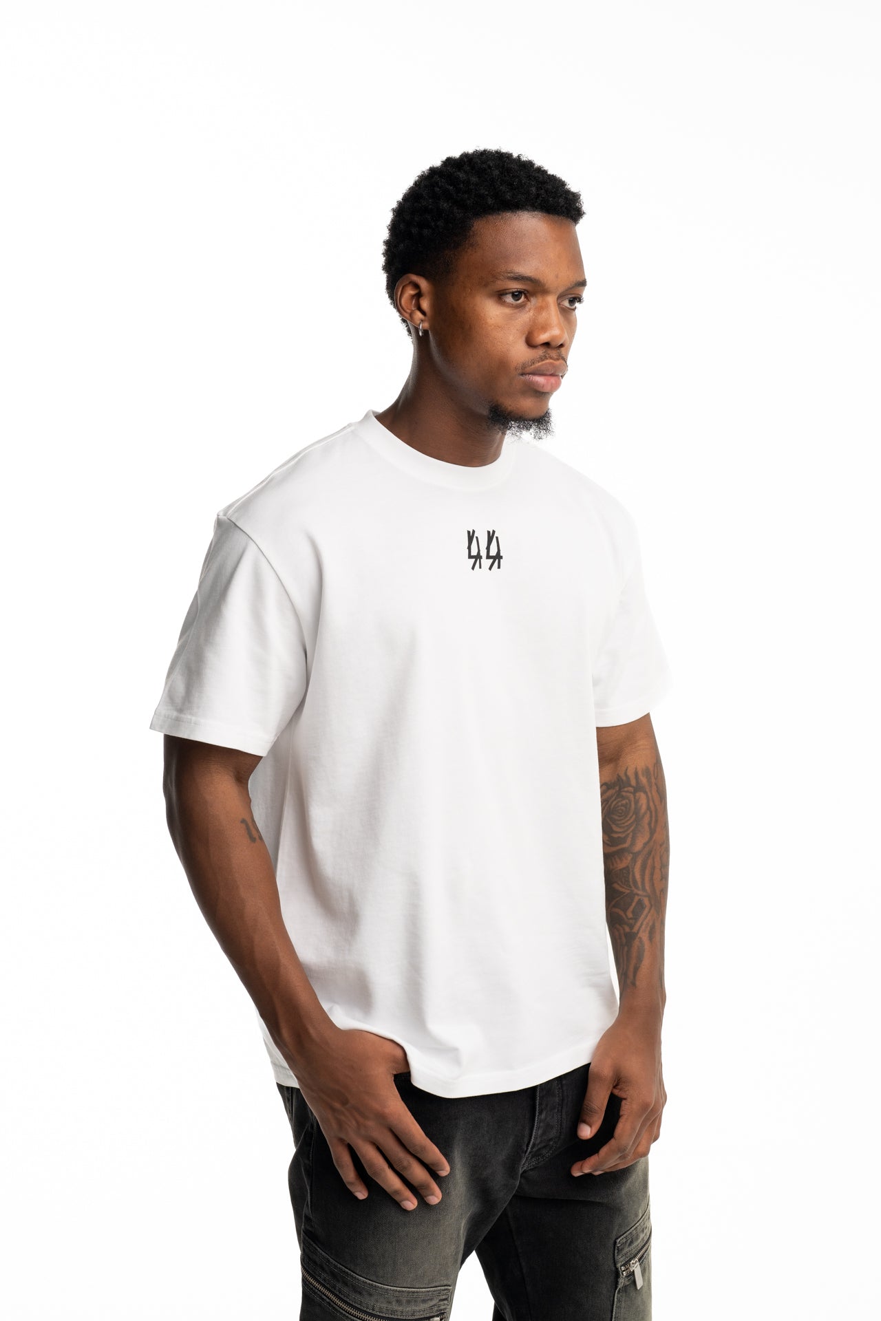 44 Label Group Men's Jersey Tee Optical White/44 Black | FA706-P732