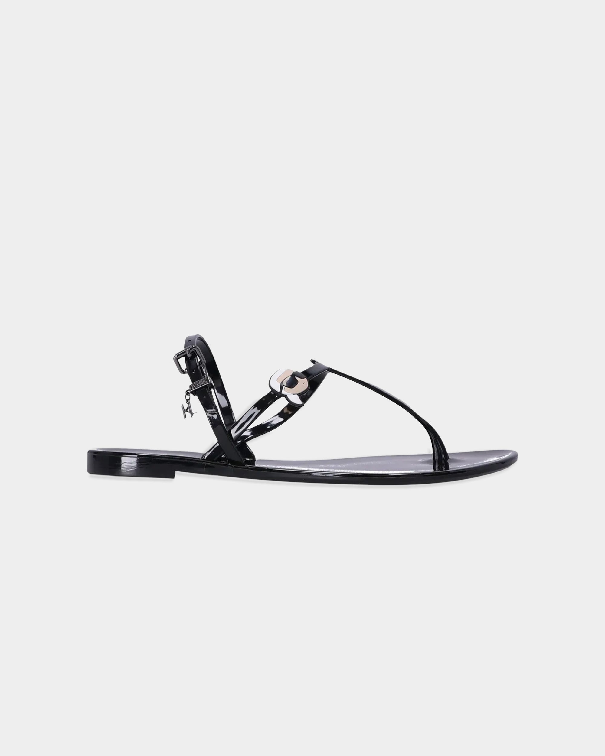 Karl Lagerfeld Ladies Jelly NFT Graffiti Sling Black Rubber w/White | KL80002G-V01