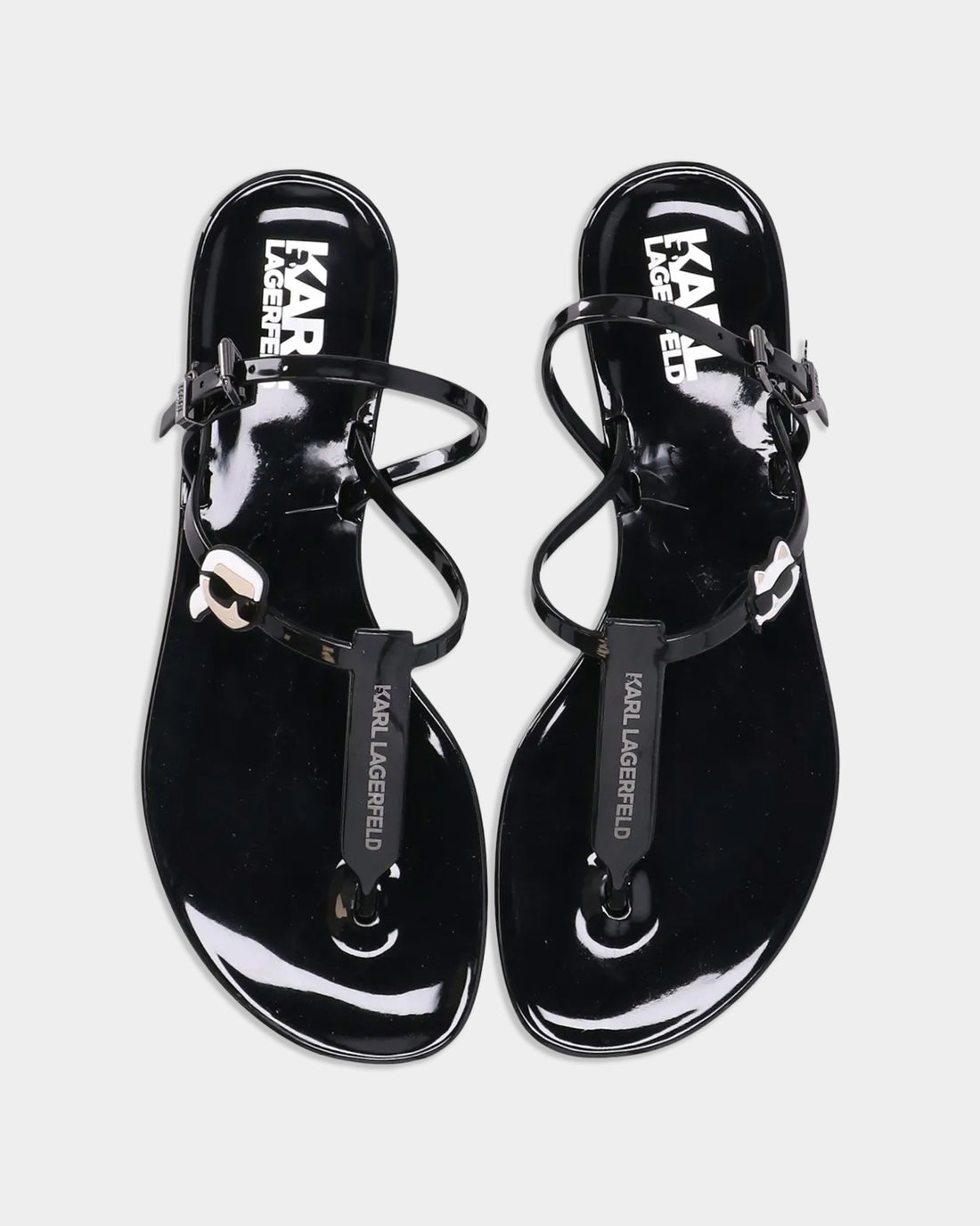 Karl Lagerfeld Ladies Jelly NFT Graffiti Sling Black Rubber w/White | KL80002G-V01