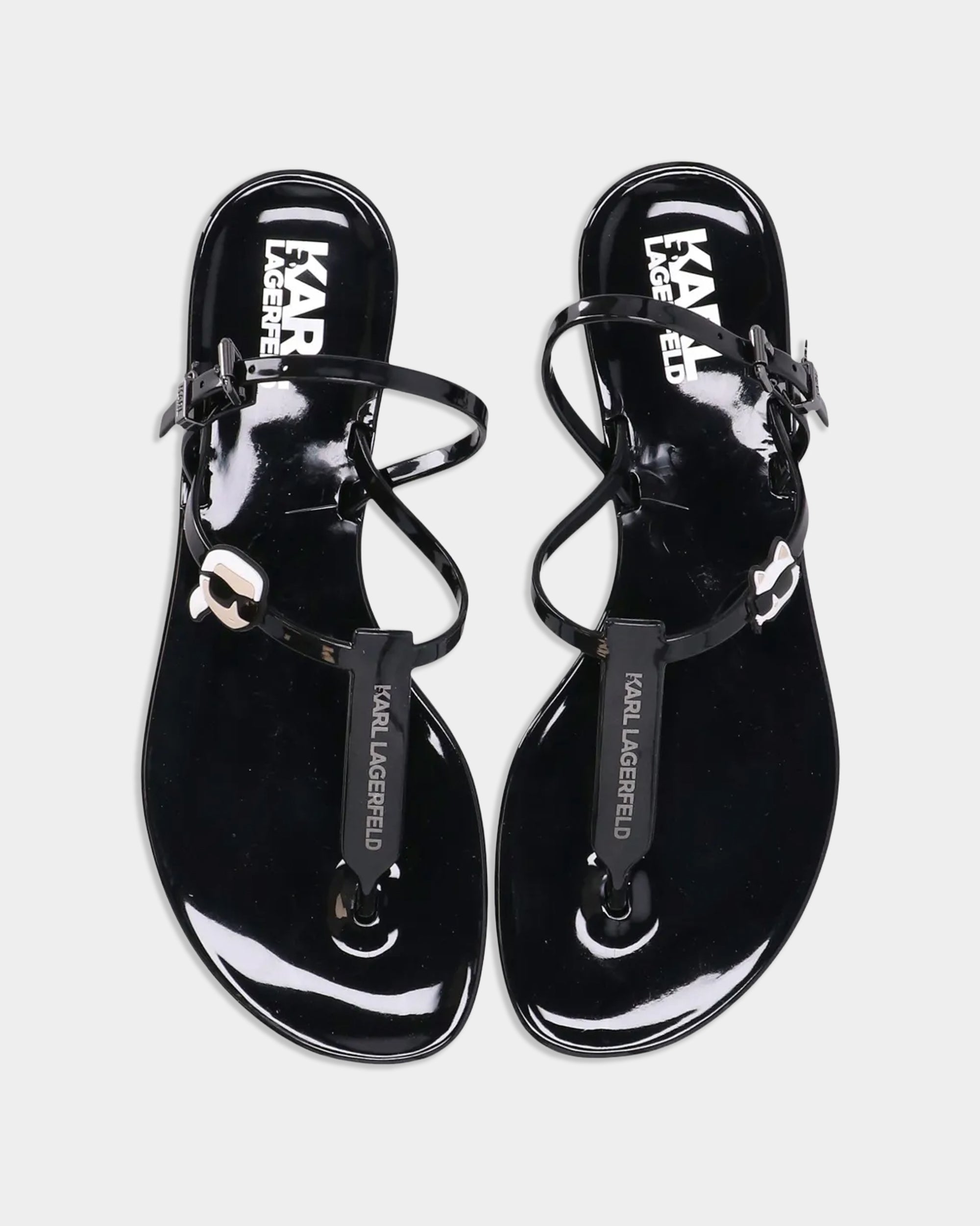 Karl Lagerfeld Ladies Jelly NFT Graffiti Sling Black Rubber w/White | KL80002G-V01