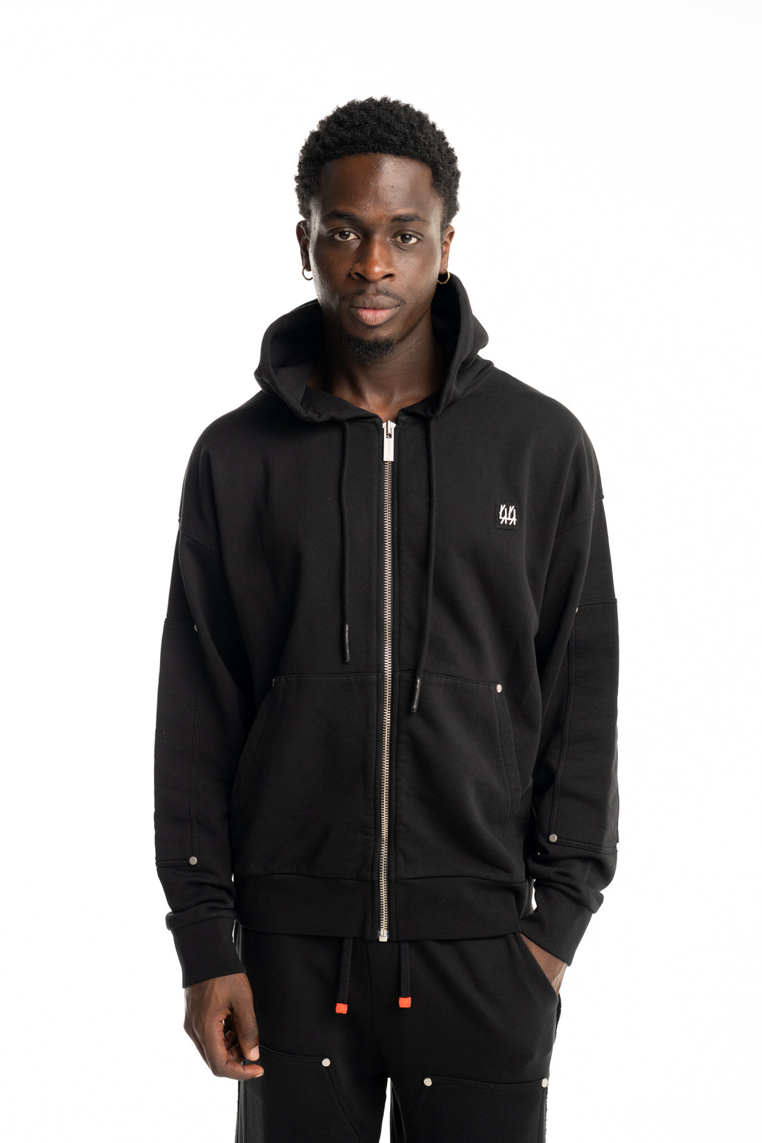 44 Label Group Men's Zip Hoodie New Black | FA583-099