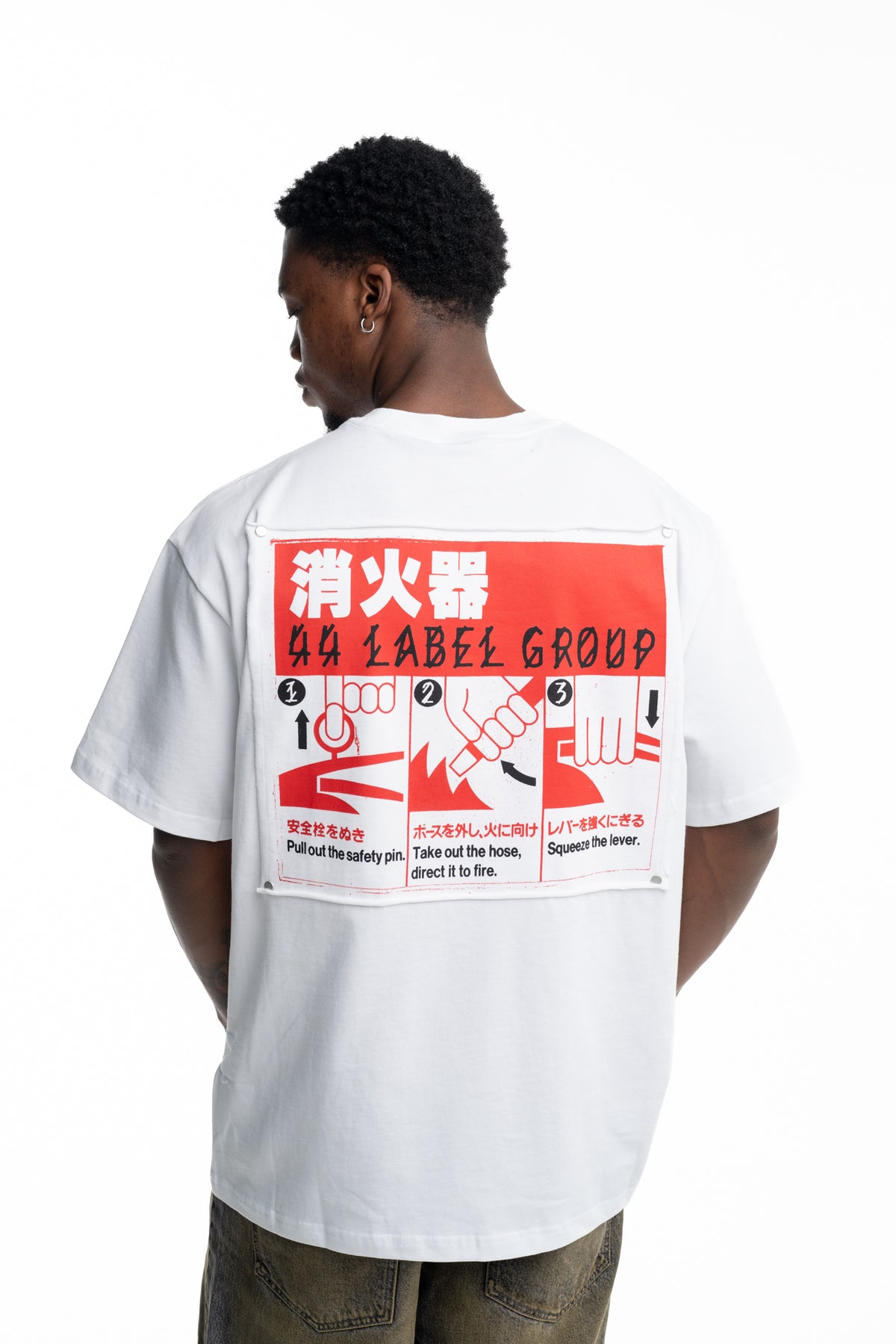44 Label Group Men's Jersey Tee Optical White/High Risk Red | FA706-P763