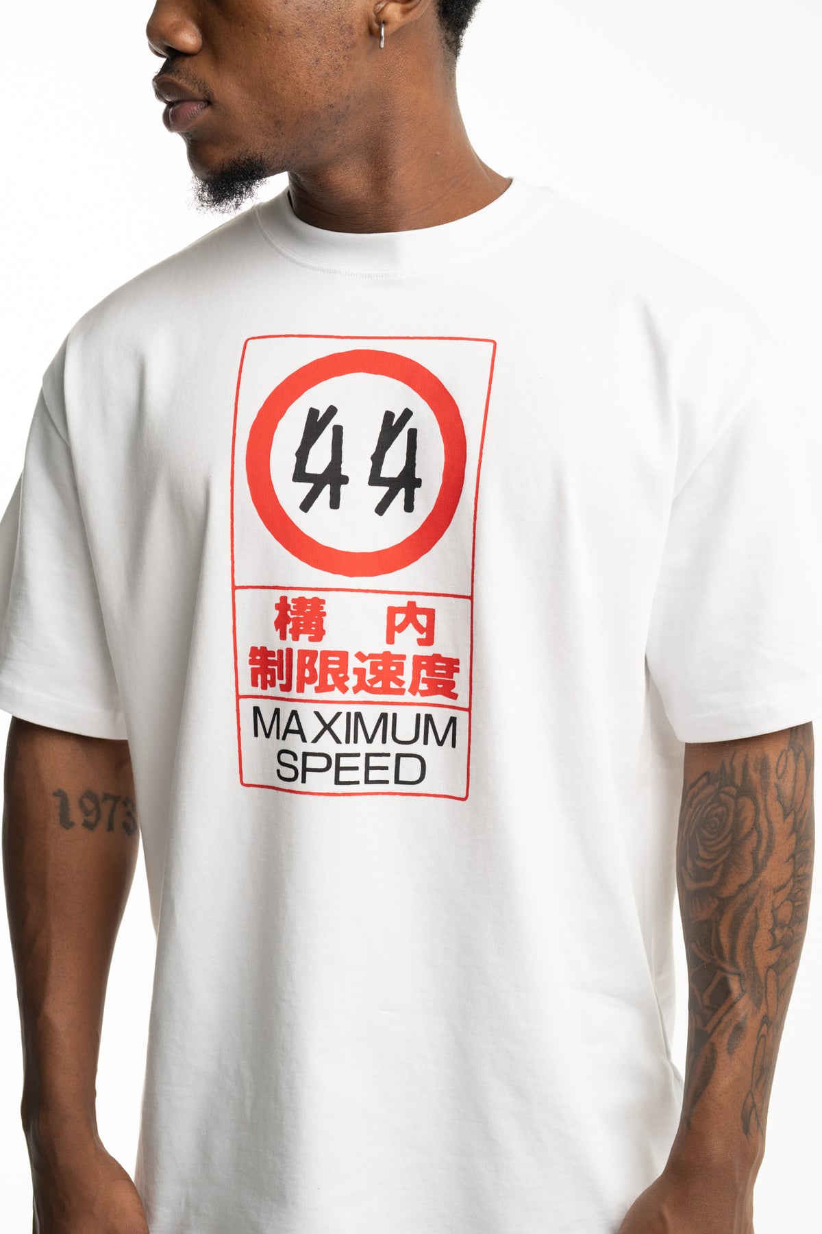 44 Label Group Men's Jersey Tee Optical White/High Risk Red | FA706-P763